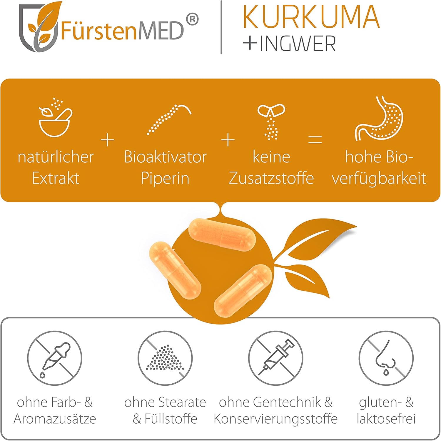 Detalle 2 de FürstenMED Kurkuma Ingwer 90 Kapseln