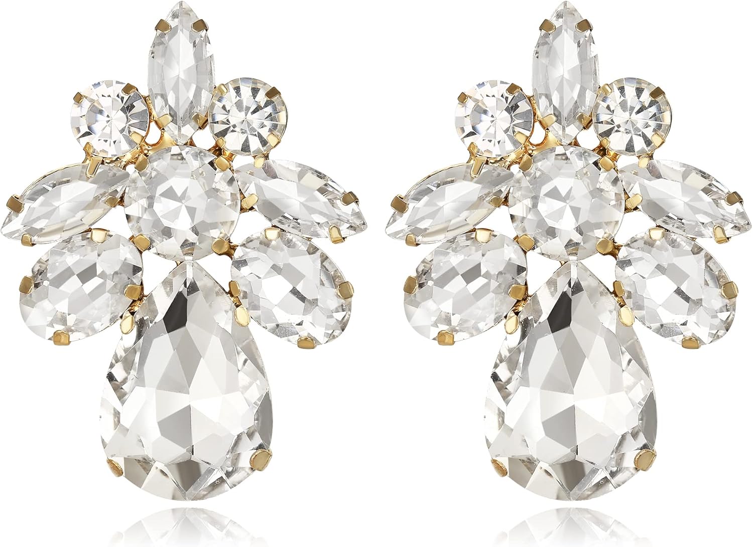 Thumbnail 2 de Clearine orecchini clip-on da matrimonio con goccia marquise in rhinestone