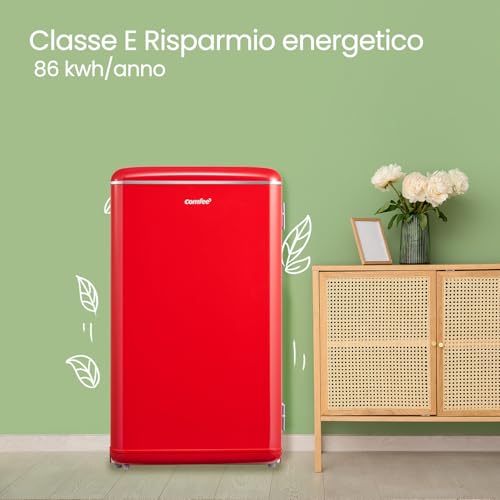 Detalle de COMFEE' Mini Frigo 93L Monoporta Design Retrò Rosso – Eleganza compatta per la casa o l'ufficio