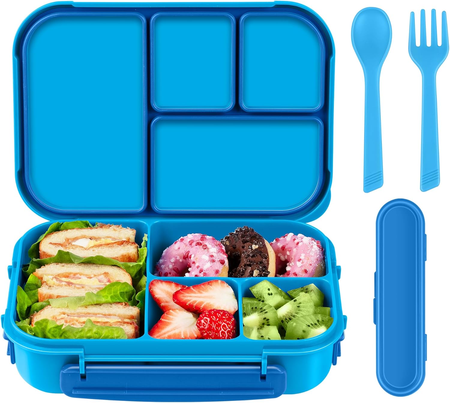 Detalle de Amathley Lunch Box: 1200ml 4-Compartment Bento for Kids and Adults