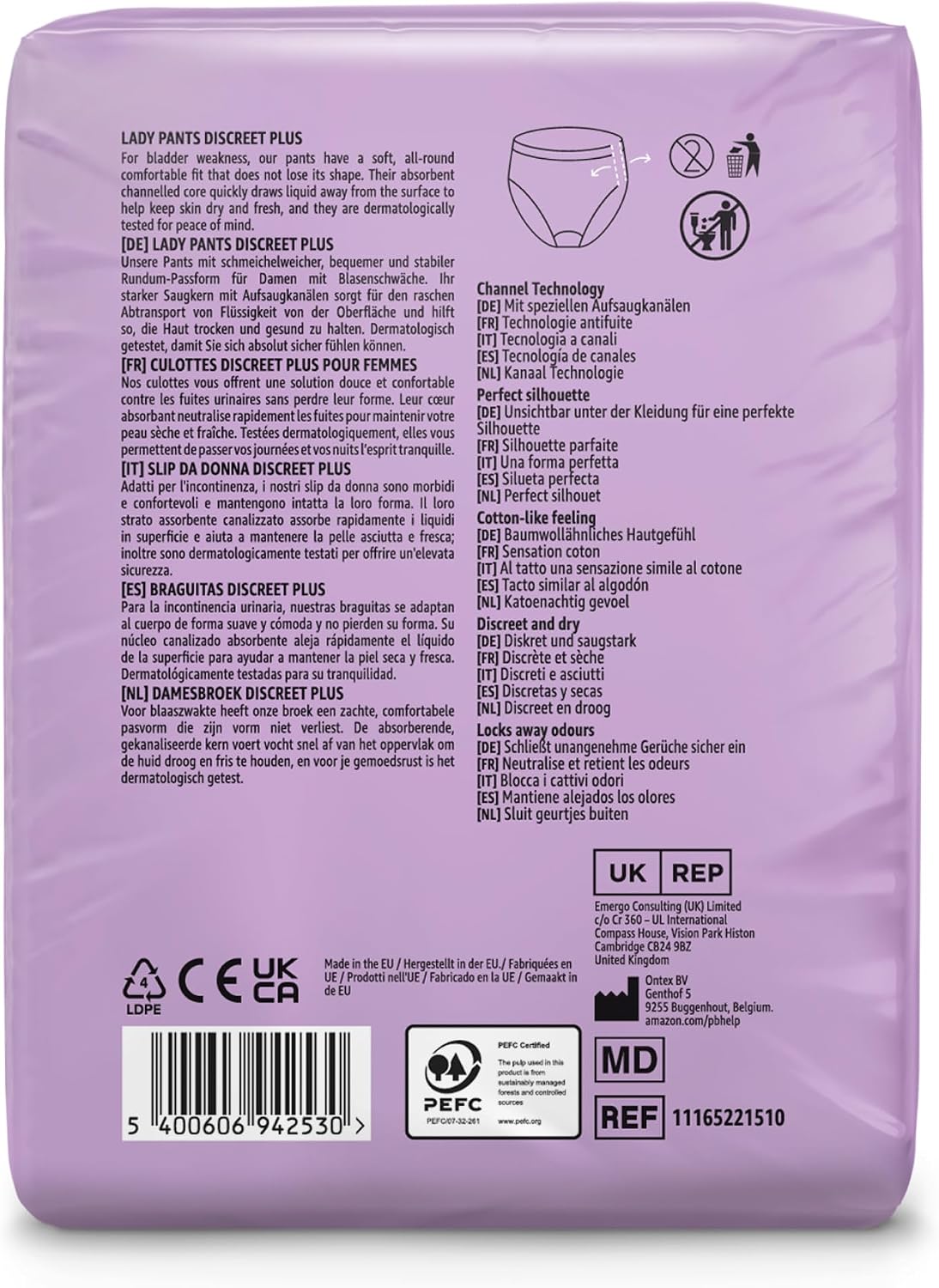 Detalle de by Amazon Lady Pants Plus Medium – 40 Stück (4x10) Schwarz