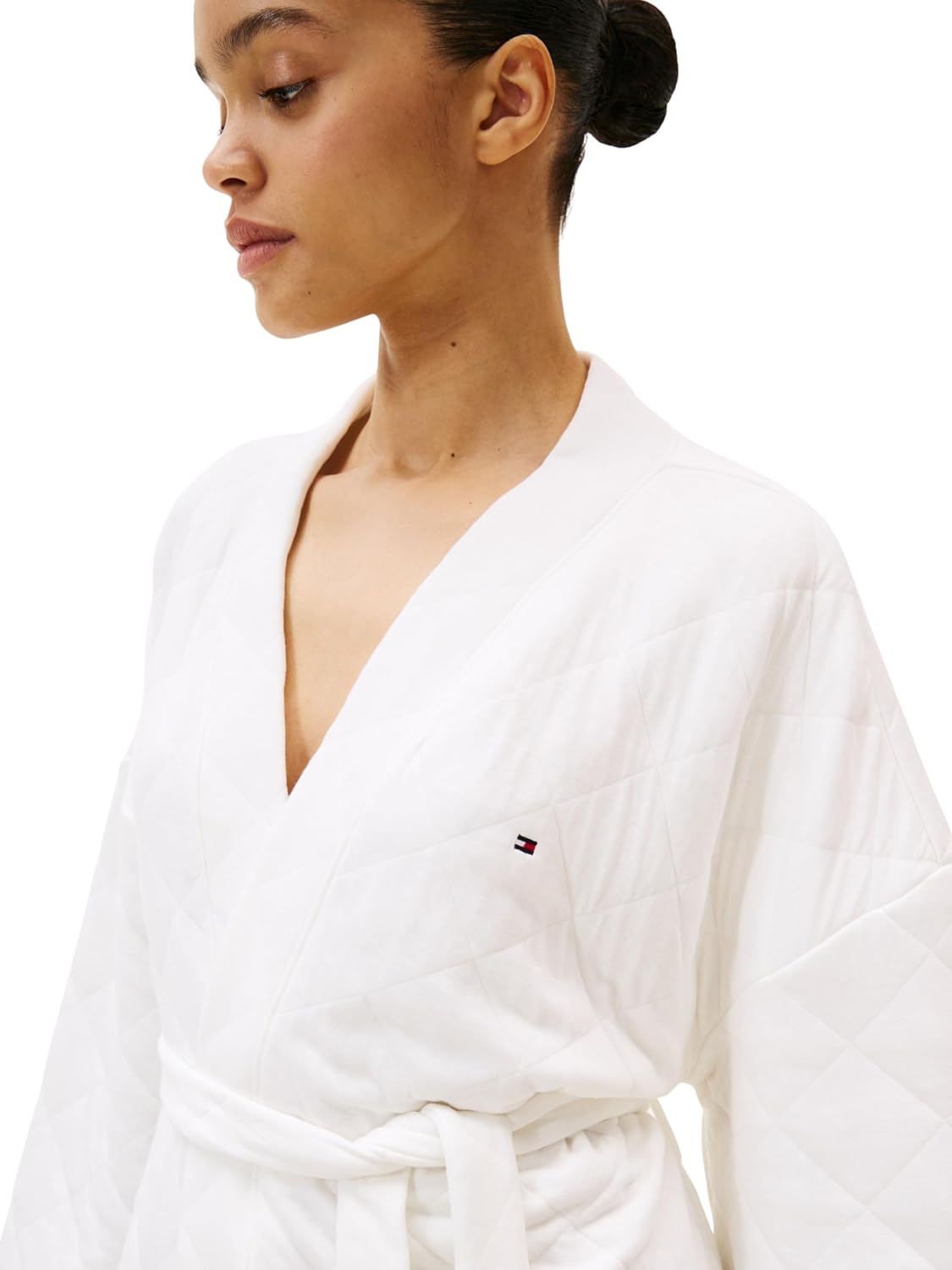 Detalle de Tommy Hilfiger Gift Quilted Robe albornoz 60% algodón orgánico