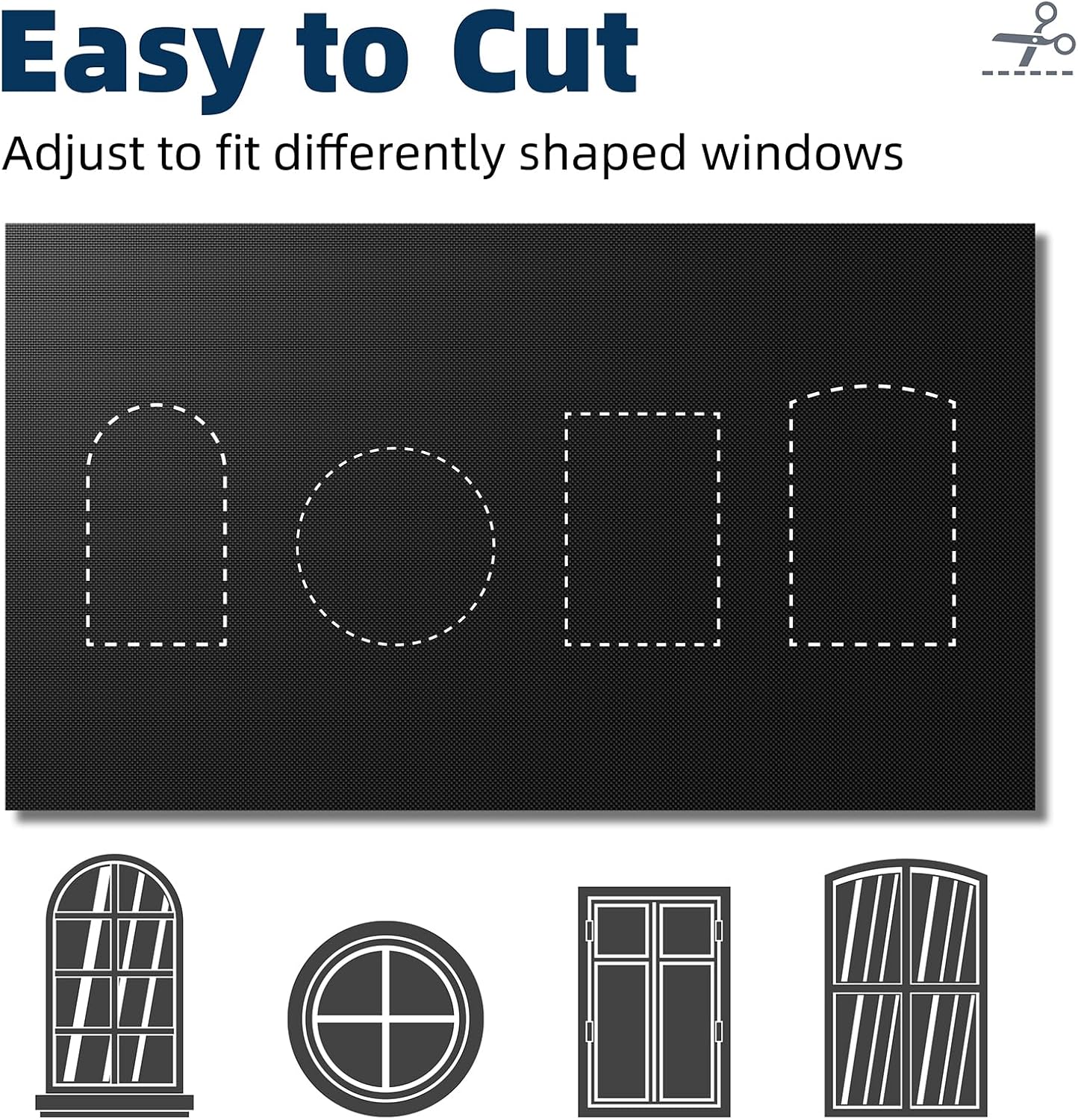 Detalle de NIGHTON Portable Blackout Curtains 40"×59" (Black, 2-Pack) — 100% blackout fabric with hook-and-loop tape strips
