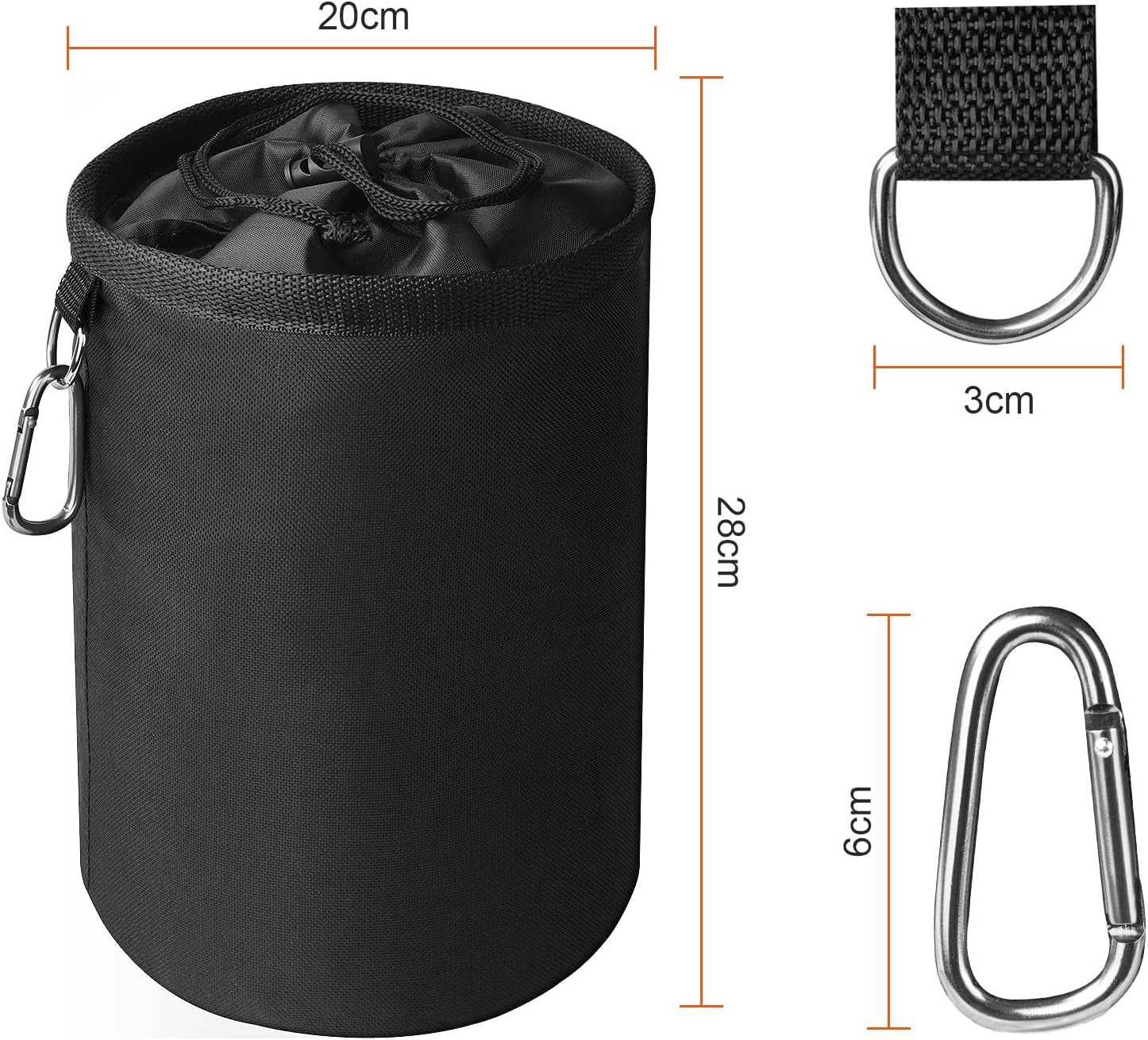 Detalle 2 de Vicloon 20CM*20CM*28CM Black Peg Bag with Drawcord and Hanging Hook