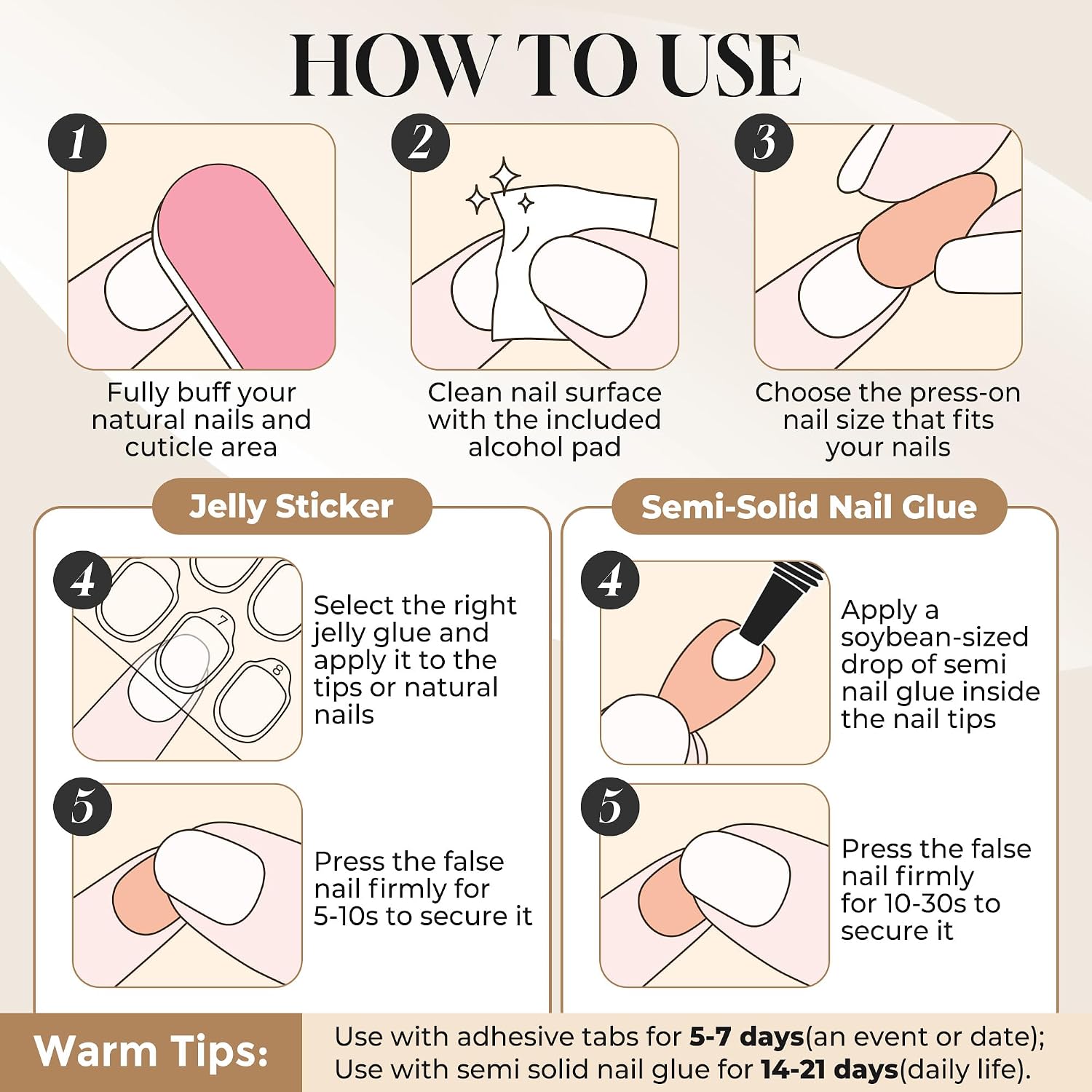 Thumbnail 6 de UNA GELLA UG-BX010 Short Squoval Press-On Nails, Creamy White, 32-Piece Kit