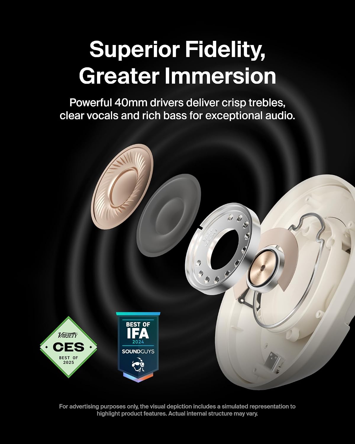 Thumbnail 5 de Belkin SoundForm Isolate Bluetooth Over-Ear Headphones (Hybrid Active Noise Cancelling) — Sand