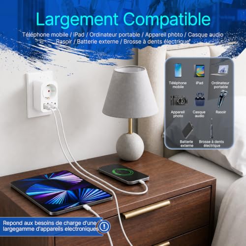 Detalle de Gonew21 Adaptateur Prise Anglaise – 5-en-1 pour voyage