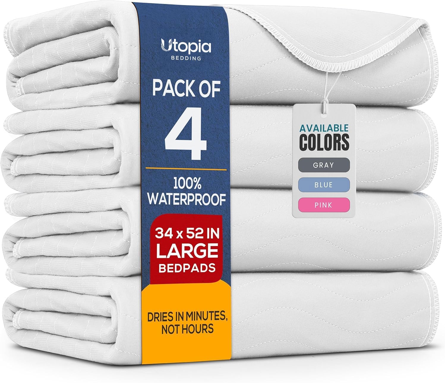 Detalle de Utopia Bedding UB1328 Reusable Incontinence Bed Pads, 34 x 52-Inch, 4-Pack