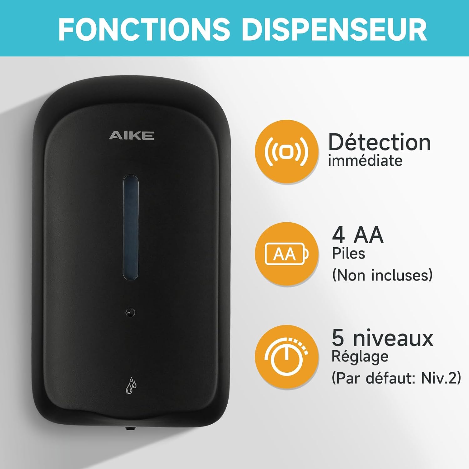 Detalle 1 de AIKE Distributeur de savon automatique 1000 ml