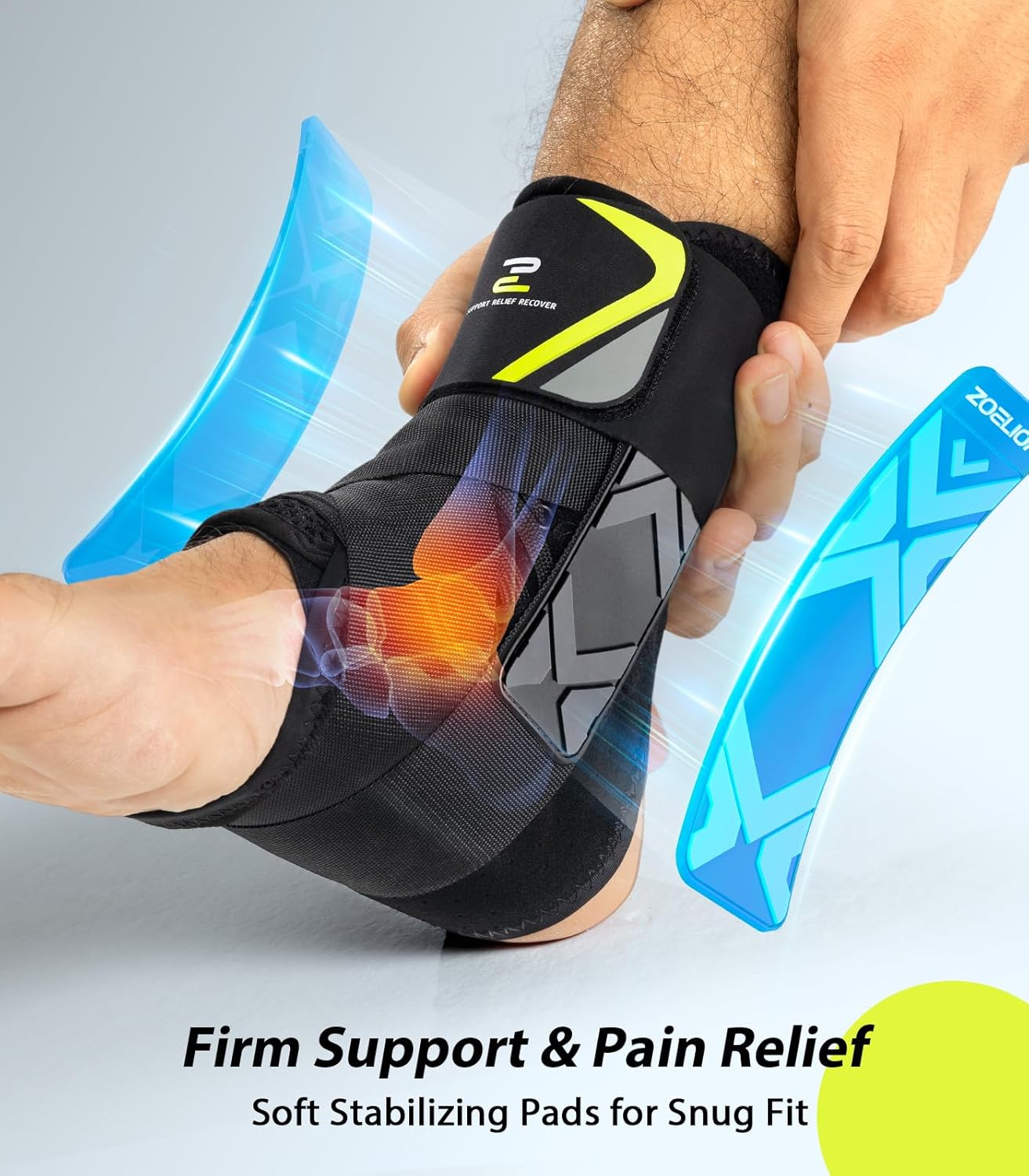 Detalle de ZOELION Ankle Support with Side Stabilizing Pads – Quick Lace Up, Breathable & Adjustable for Ligament Injury Recovery