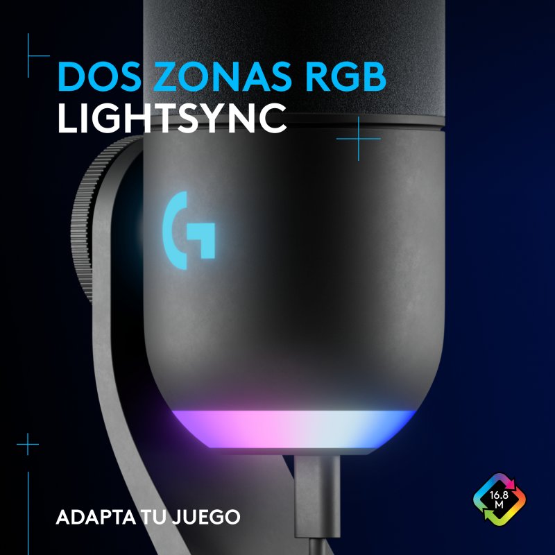 Detalle 2 de Logitech G Yeti GX: Micrófono de superficie dinámico para gaming con RGB y Blue VO!CE
