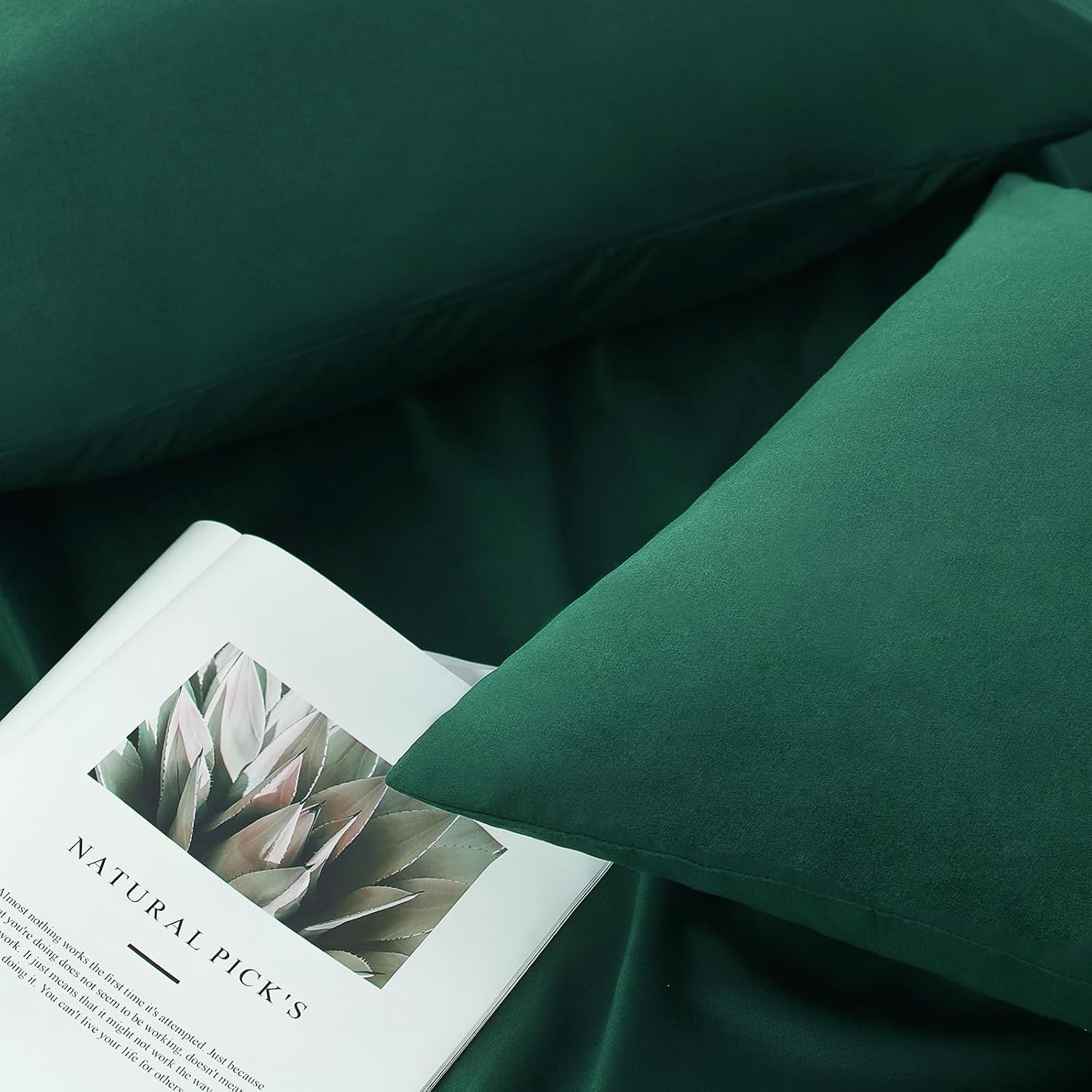 Detalle de Tifschlaf Tifschlaf Pillow Cases (4 Pack) – Emerald Green Brushed Microfibre Pillow Covers, Standard Queen 50x75 cm