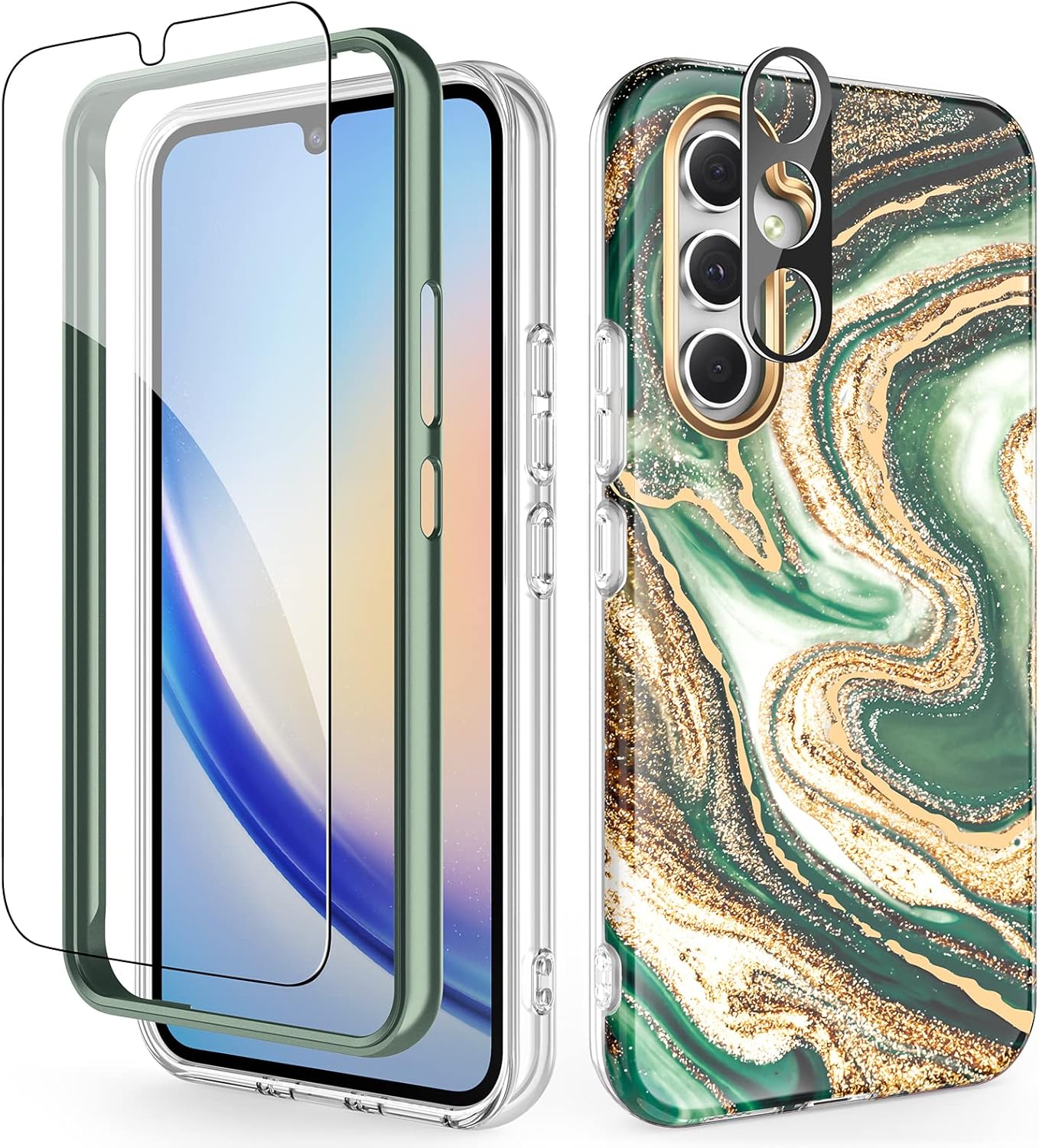 Detalle de SHEDEER Hülle für Samsung Galaxy A34 5G 6,6" – Glitzer, Kameraschutz & Displayschutz, TPU Stoßfest