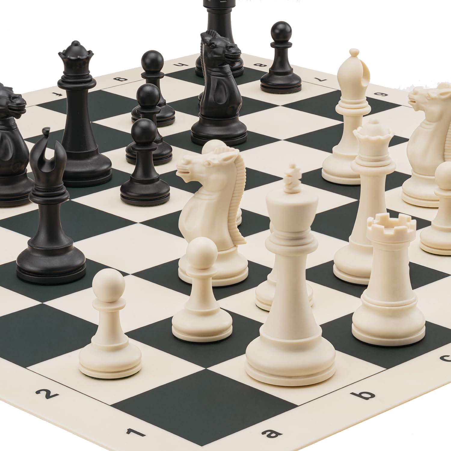 Detalle de A&A Tournament Chess Set: 20x20 Foldable Silicone Board with Quadruple Weighted Staunton Pieces