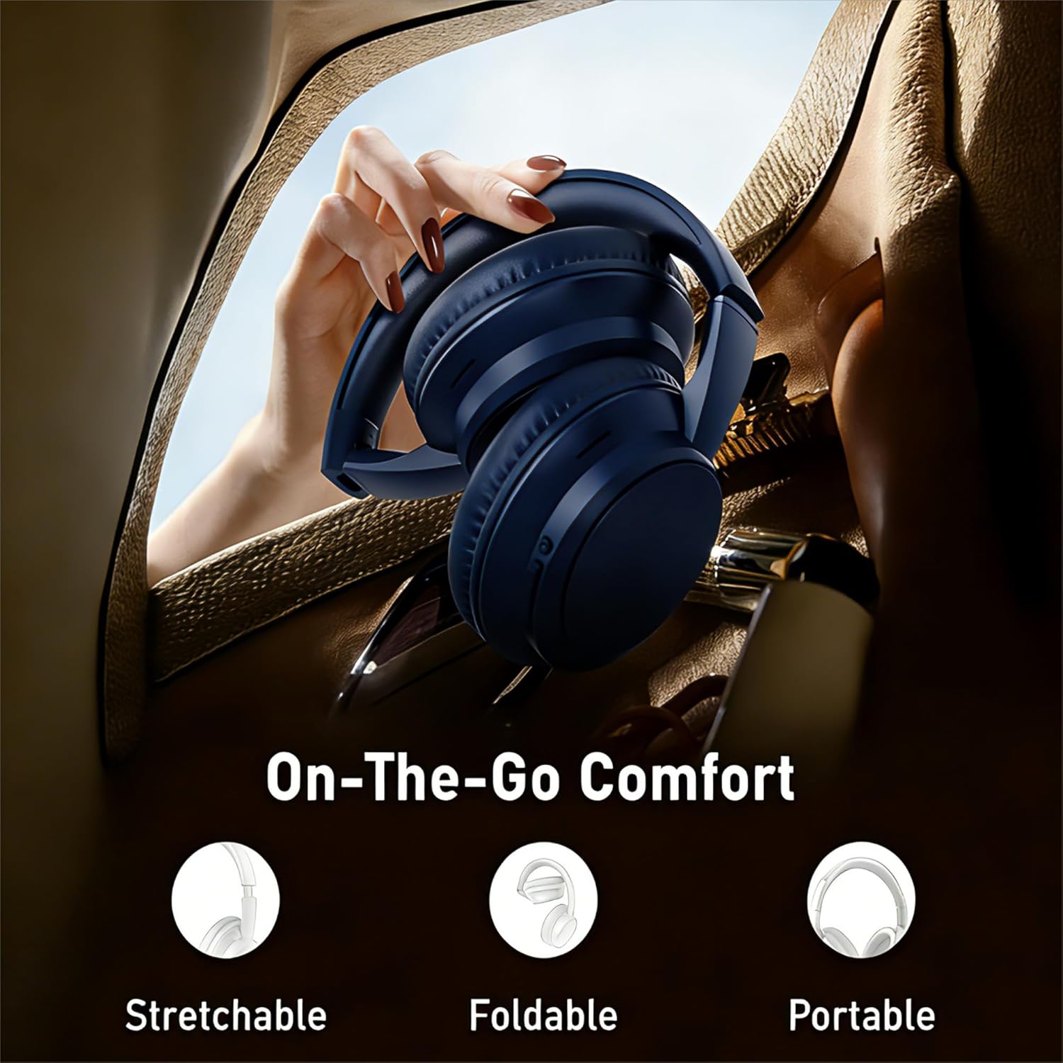 Detalle de Rebocico Wireless Over-Ear Headphones with 40-Hour Battery and 3 EQ Modes