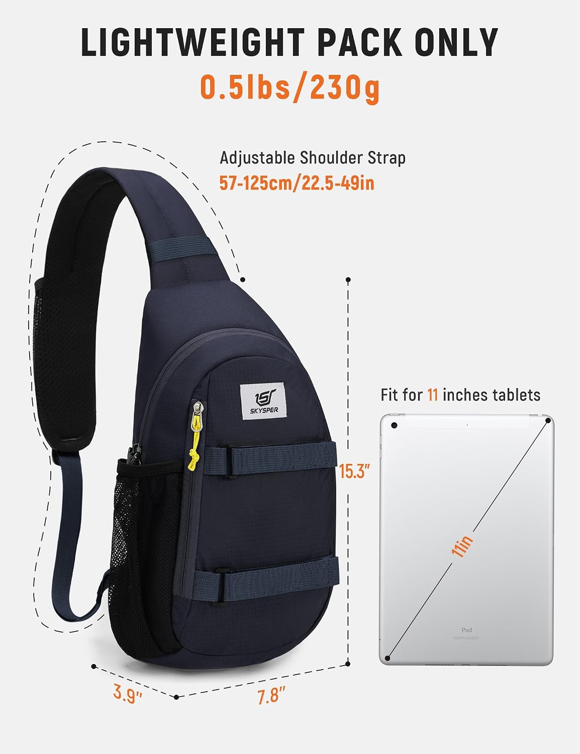 Detalle de SKYSPER Brusttasche Herren Umhängetasche (Sling Bag) – klein, leicht & mit RFID-Schutz