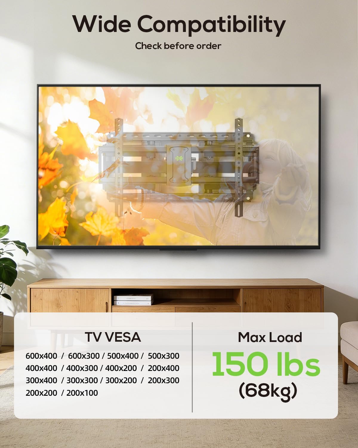 Detalle de USX Mount Full Motion TV Wall Mount for Large TVs (42"-97"), Up to 150 lbs