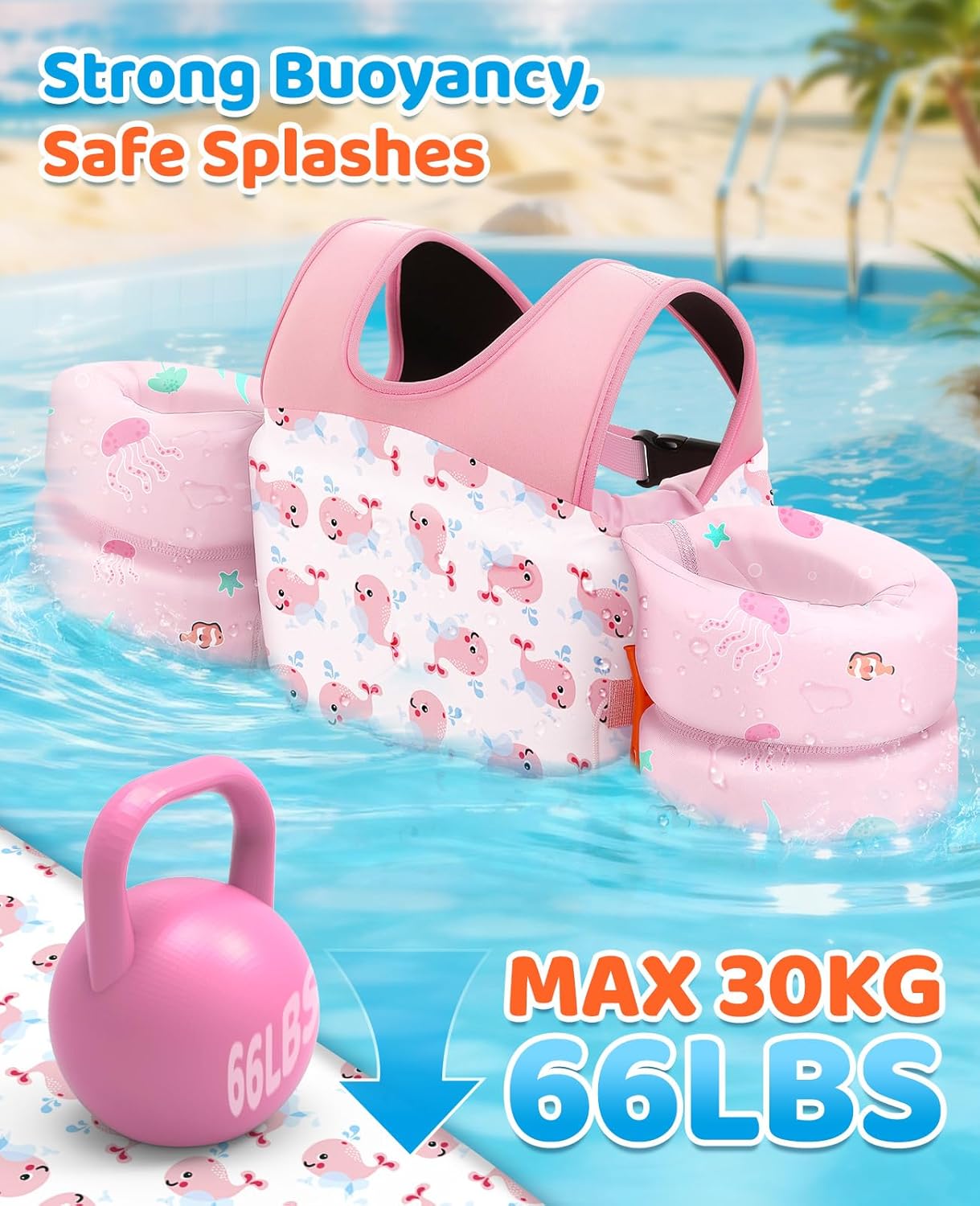 Thumbnail 2 de HeySplash Kids Swim Vest: Safe, Flexible Puddle Jumper for 33–66 lb Swimmers