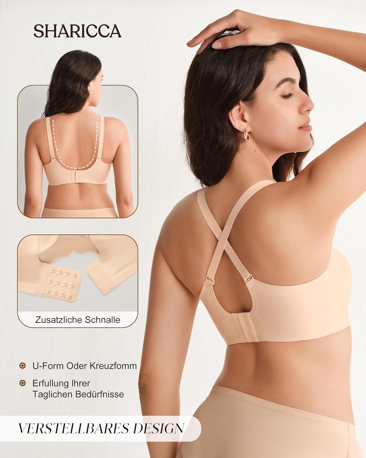 Thumbnail 2 de SHARICCA Glatter BH Damen Ohne Bügel – Tiefem V-Ausschnitt, Push Up Bralette