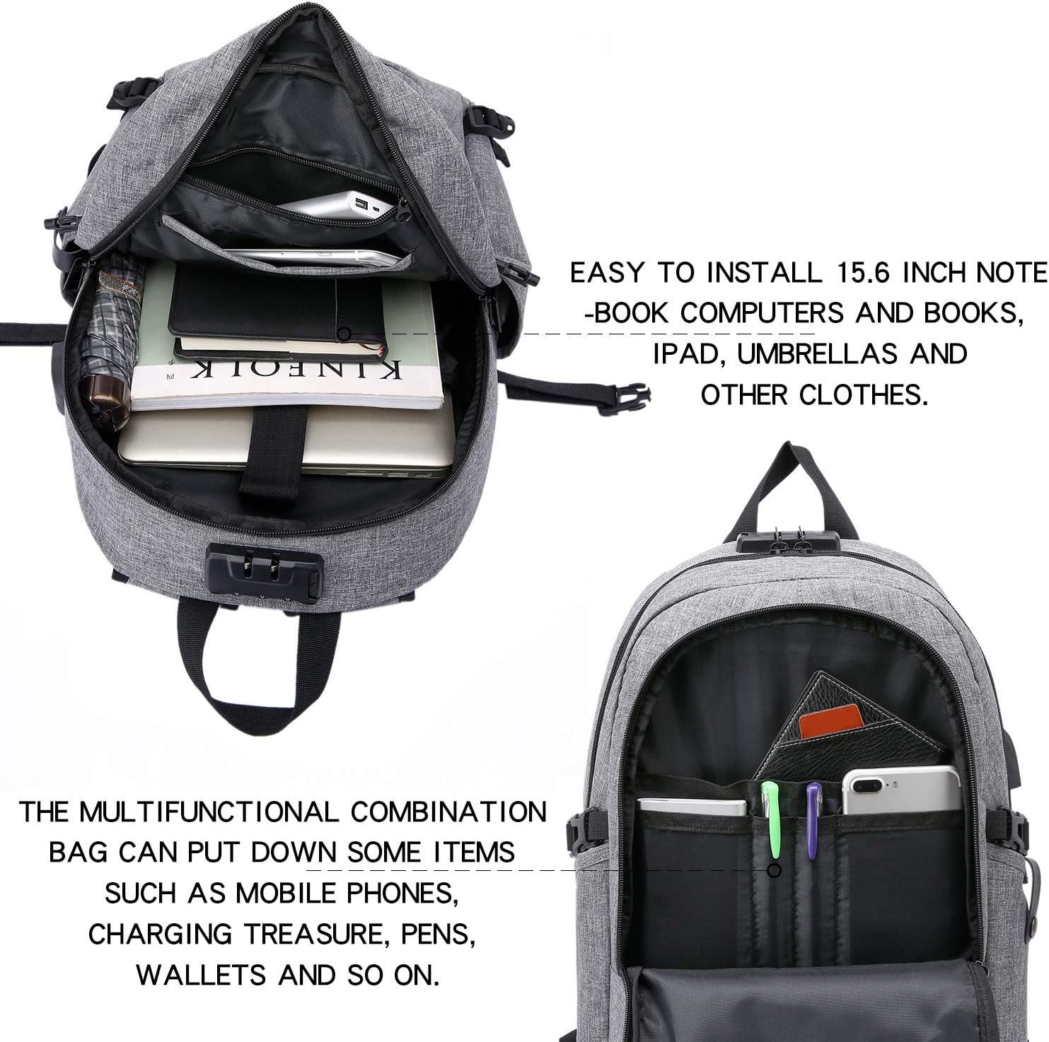 Thumbnail 3 de WENIG Laptop-Rucksack Herren mit Anti-Diebstahl & USB-Ladeanschluss für 15,6 Zoll – Business & Reisen