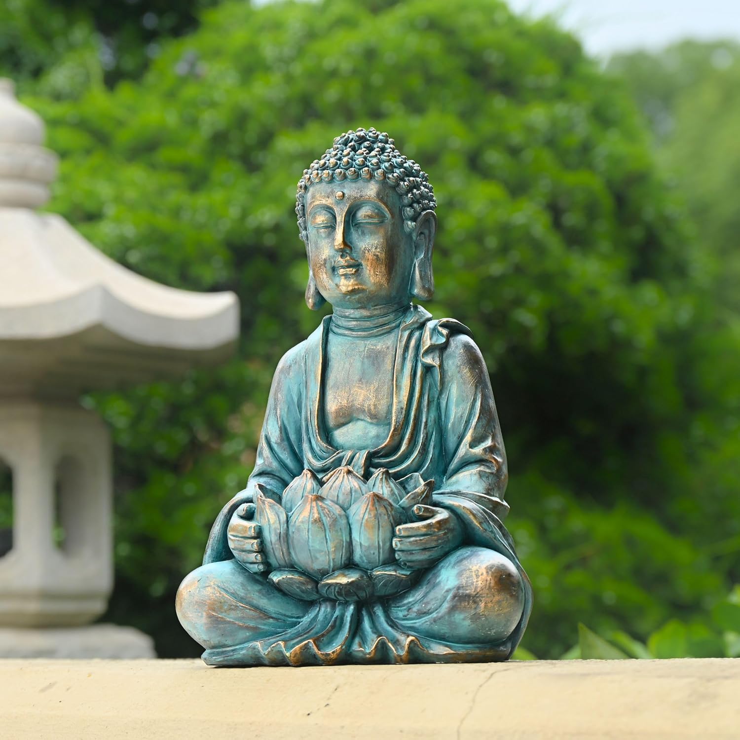Thumbnail 2 de TERESA'S COLLECTIONS Bronze Meditating Buddha Garden Statue