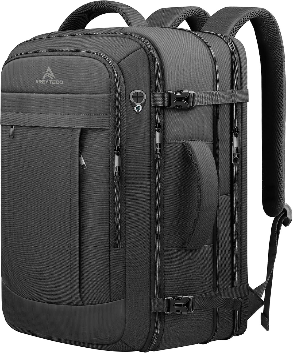 Detalle de AREYTECO Travel Backpack 50L expandable laptop backpack