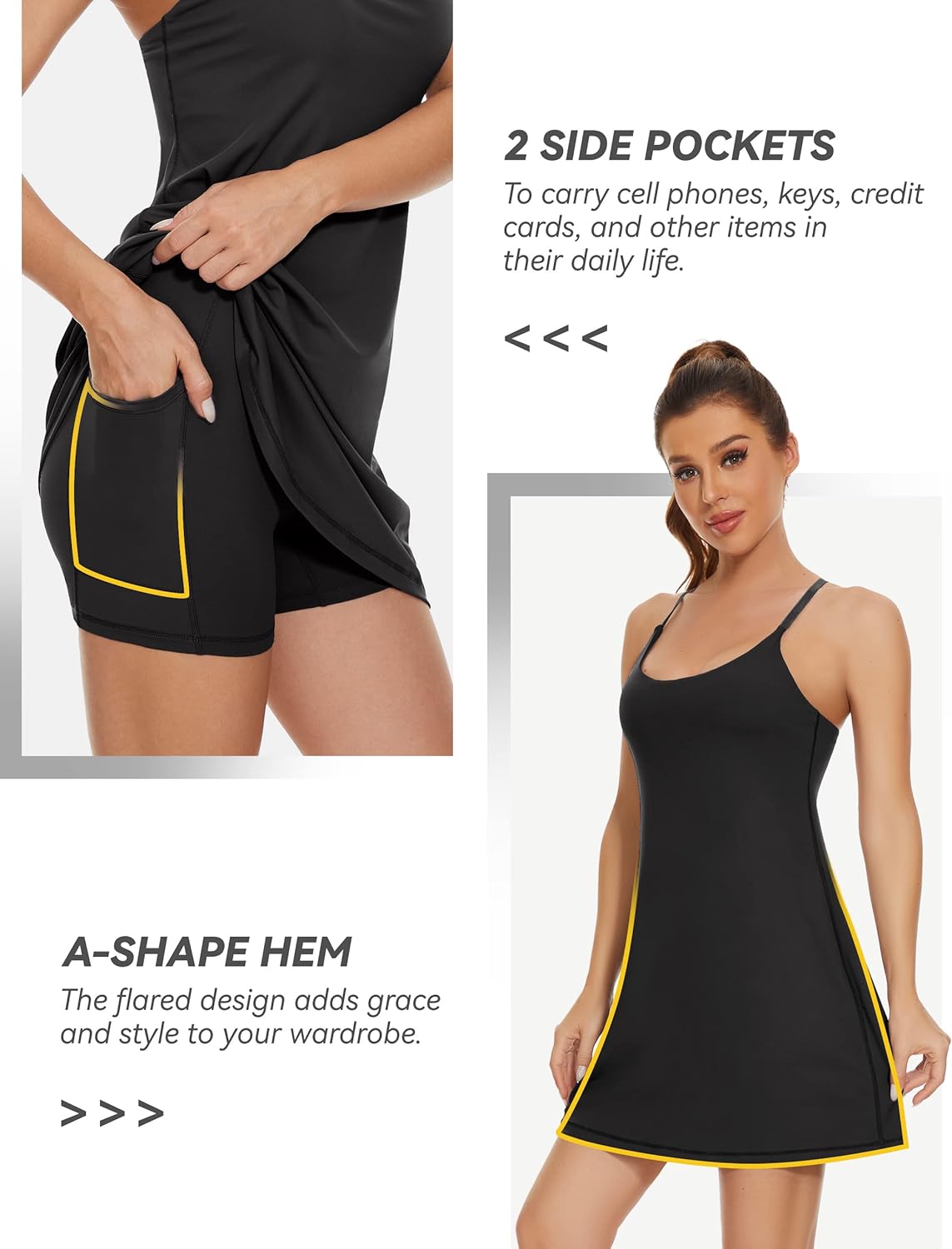 Thumbnail 4 de Desol Women's Tennis Dress: 2-in-1 Golf Workout Dress with Built-in Bra & Short Pockets