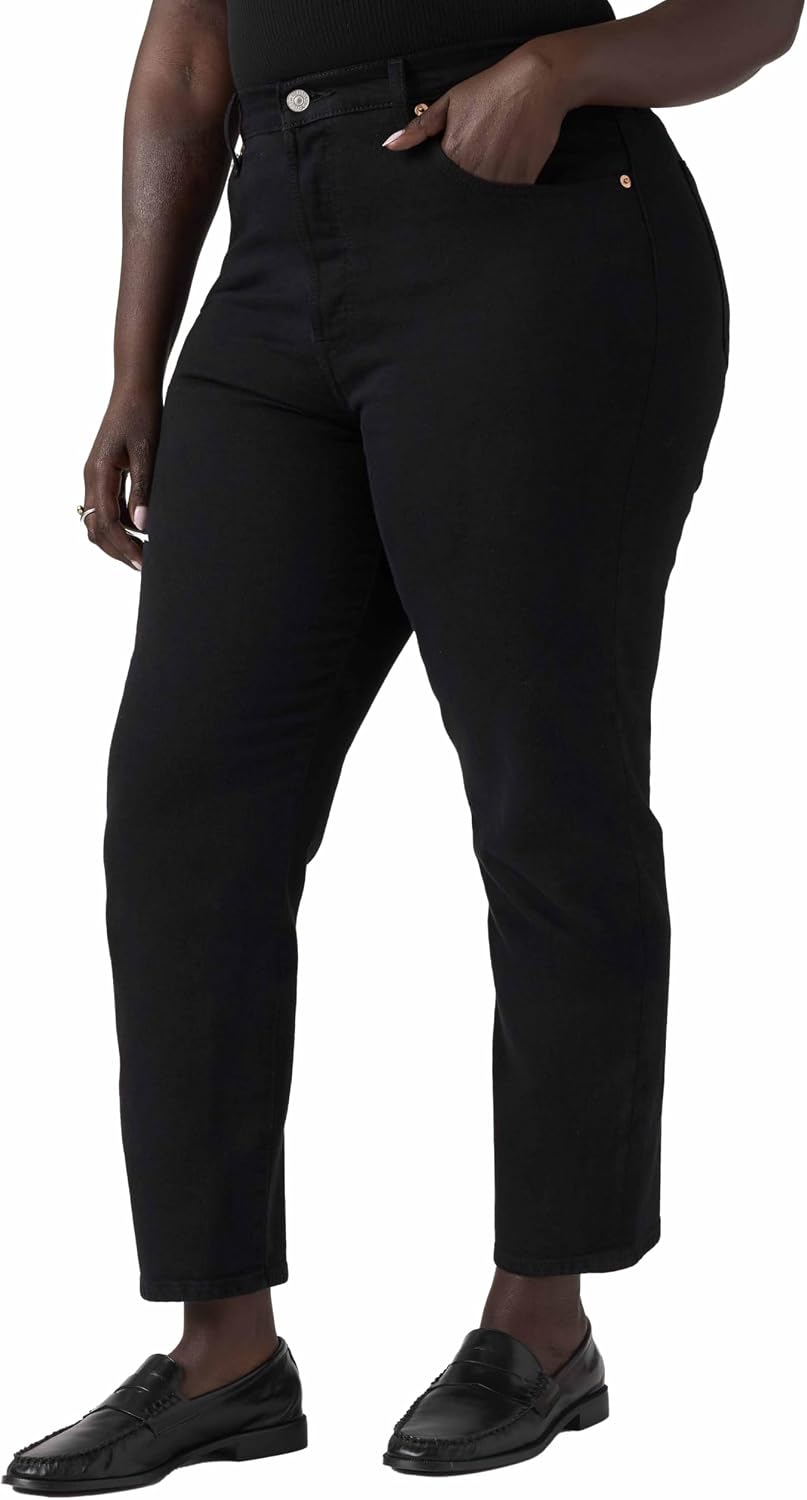 Detalle de Levi's 501 Crop Vaqueros para Mujer en Black Sprout, 26W / 26L