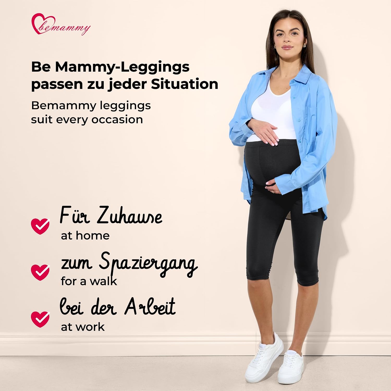 Thumbnail 4 de Be Mammy 3/4 Umstandsleggings Kurz aus Baumwolle – blickdichte Umstandshose
