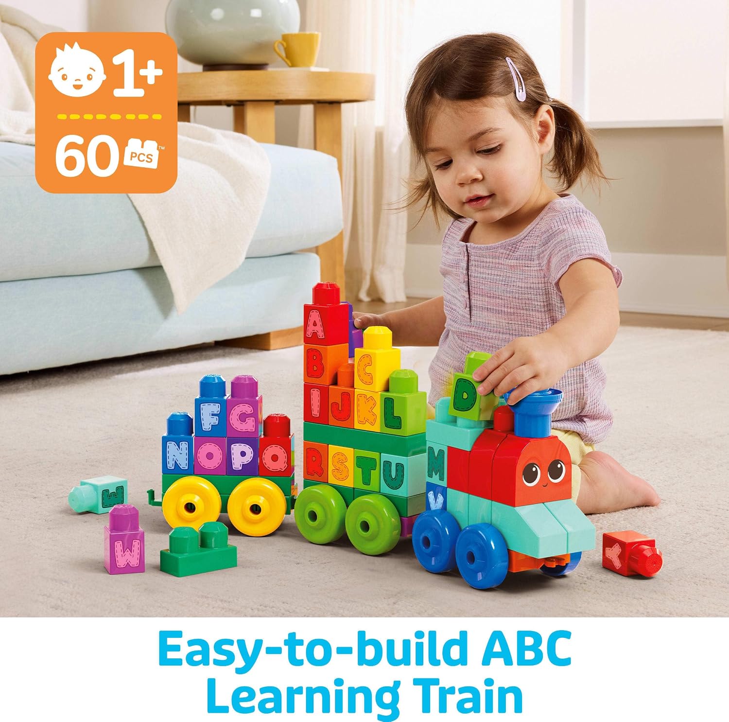 Detalle de MEGA BLOKS DXH35 アルファベット列車ブロックセット 60ピース・A〜Z対応