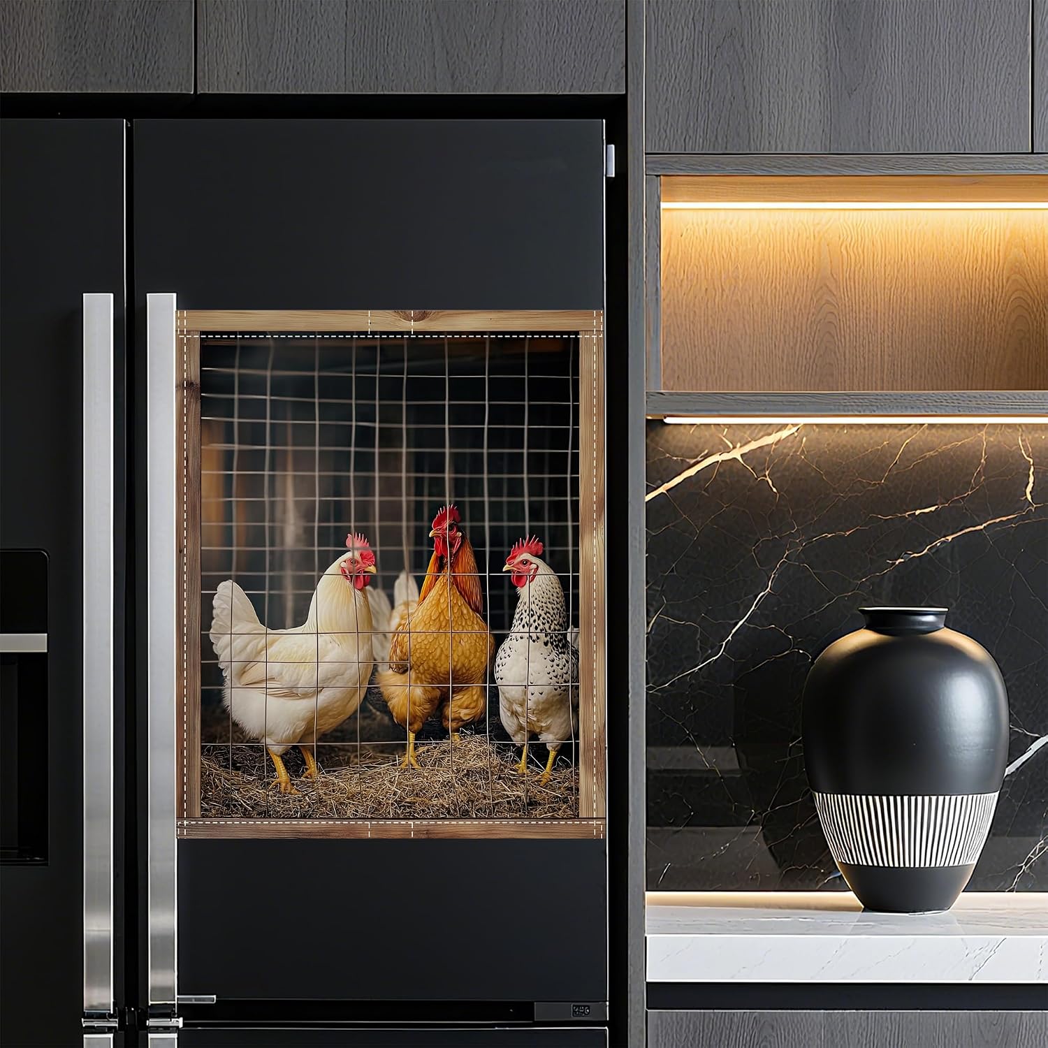 Detalle 2 de ZIHONSE Farm Chicken Dishwasher Magnet Cover, 23 x 26 Inches, Coated Canvas
