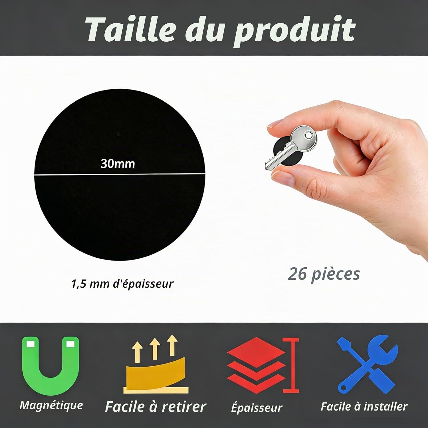 Thumbnail 1 de CALLYSONIC cixingdizuo zelfklevende ronde magneten, 30 mm, set van 26