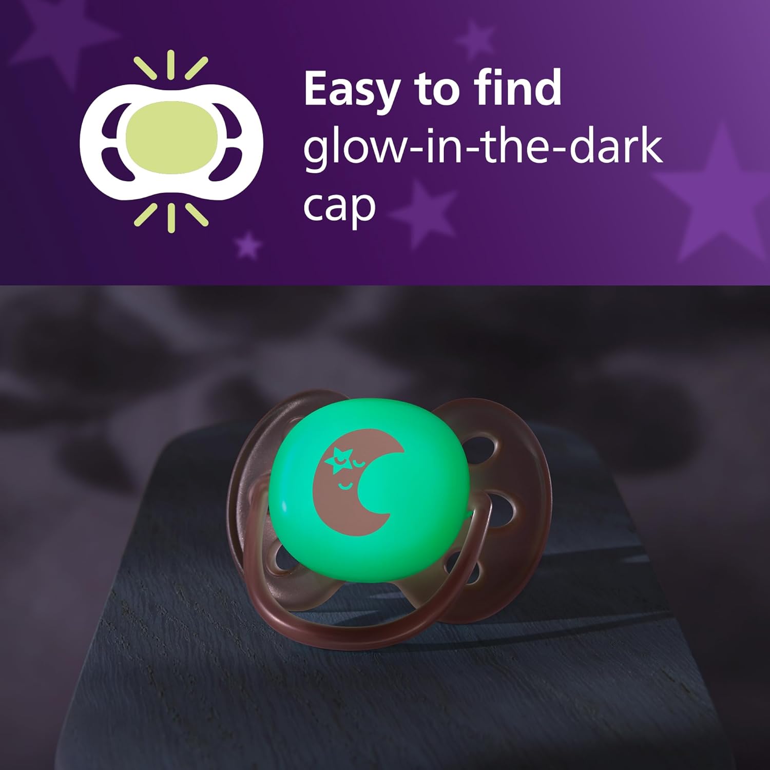 Thumbnail 3 de Philips Avent Ultra Soft Nighttime Soothers Orthodontic Design (0–6 months) Glow in the dark, BPA-free, 4 pack SCF094/07