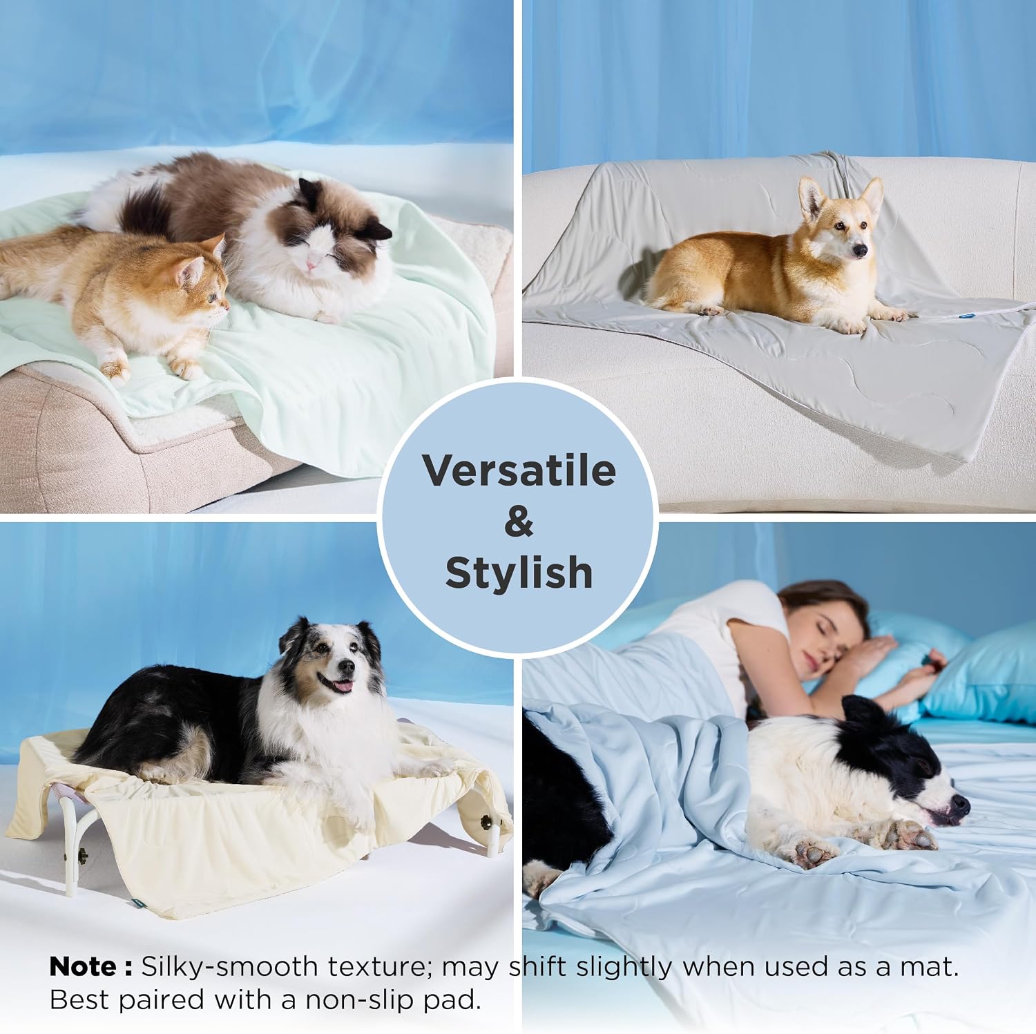 Detalle de Bedsure Lightweight Cooling Blanket for Dogs, 40 x 50 in, Pearl Grey, Q-MAX >0.4