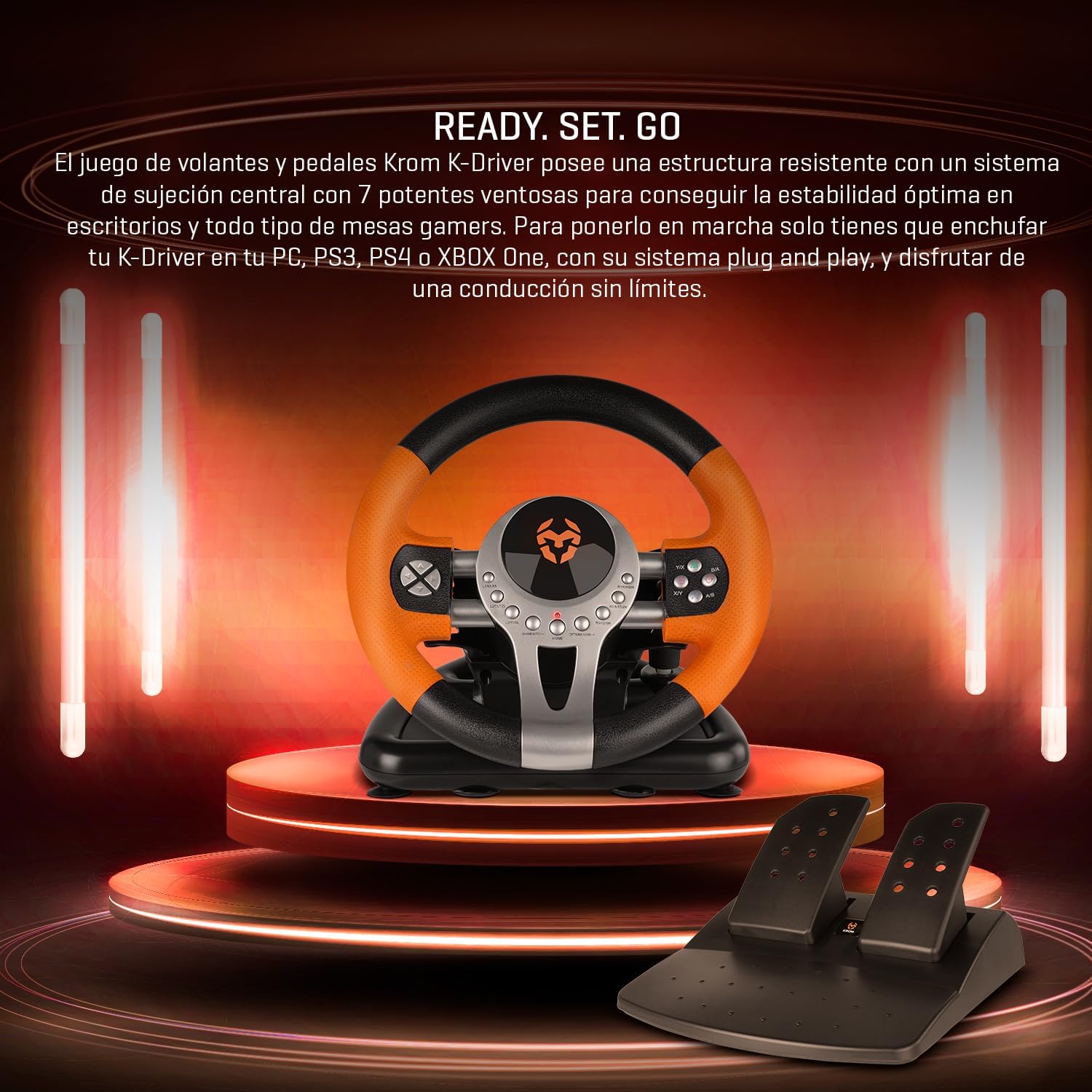 Thumbnail 2 de KROM K-Driver Volante y Pedales Multiplataforma