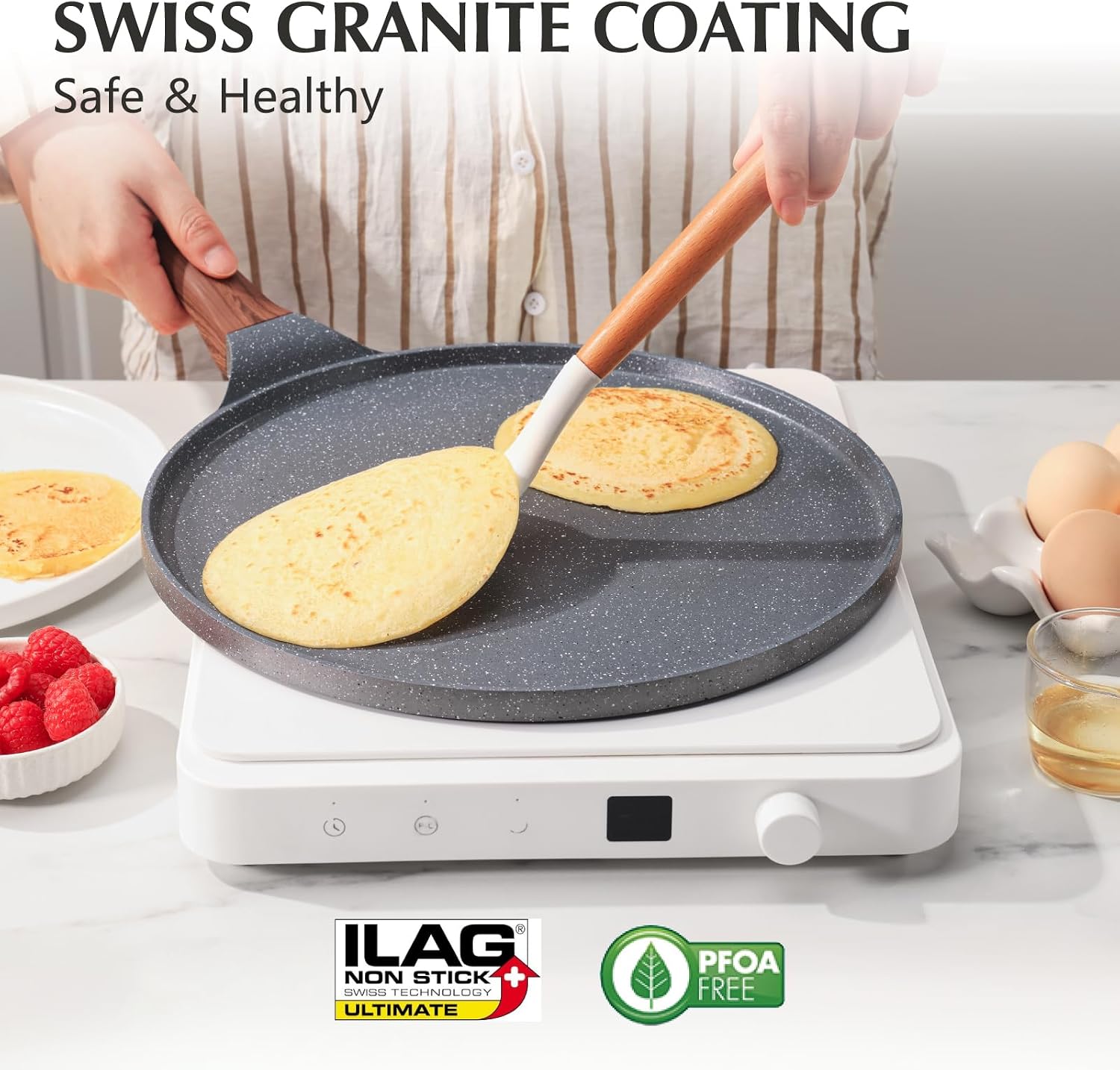 Detalle 2 de SENSARTE 26cm Non-Stick Crepe Pan with Swiss Granite Coating