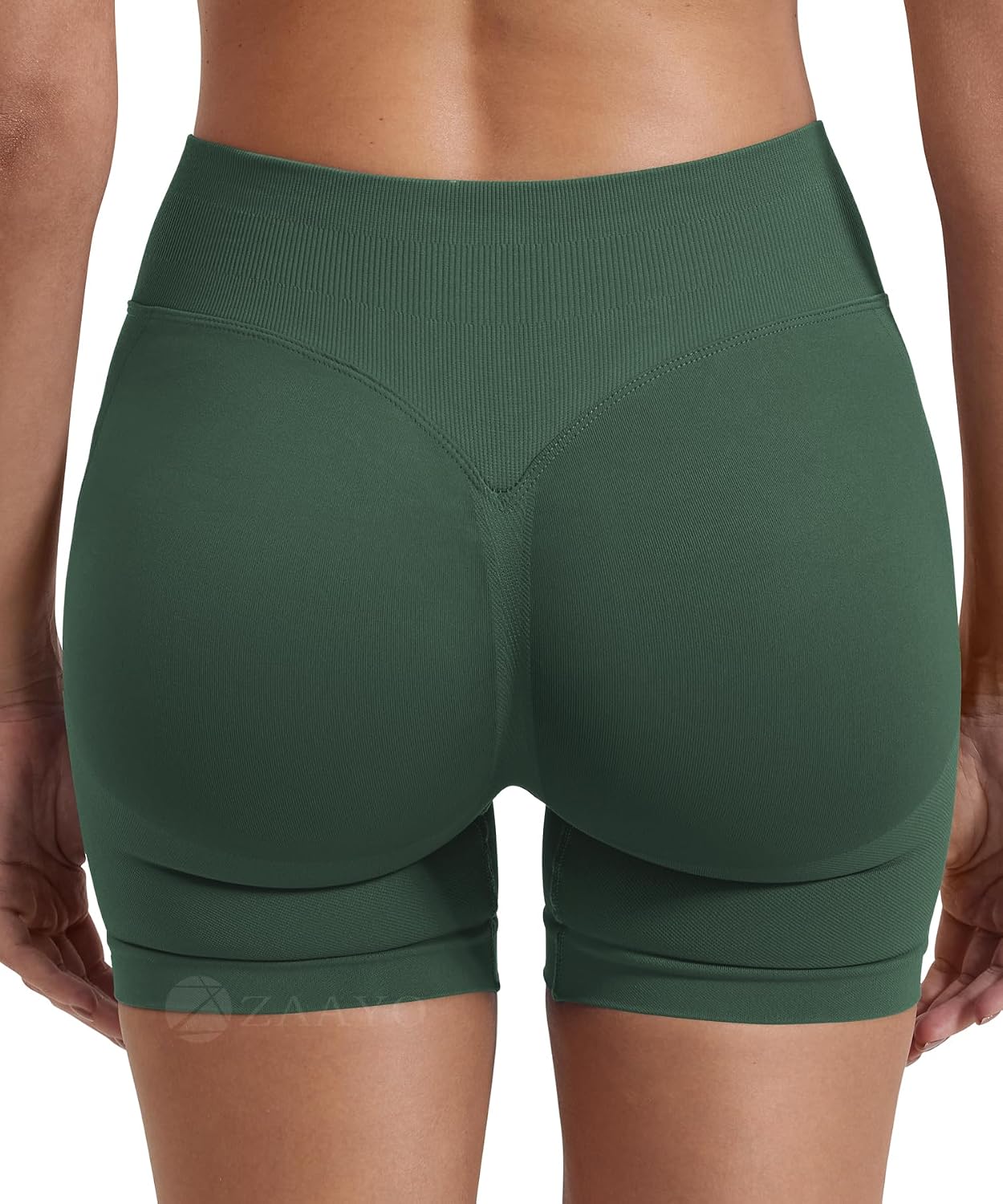 Detalle de ZAAYO Damen Sport Shorts mit Hidden Scrunch & Tummy Control – nahtlose Workout-Bikershorts (4,5")