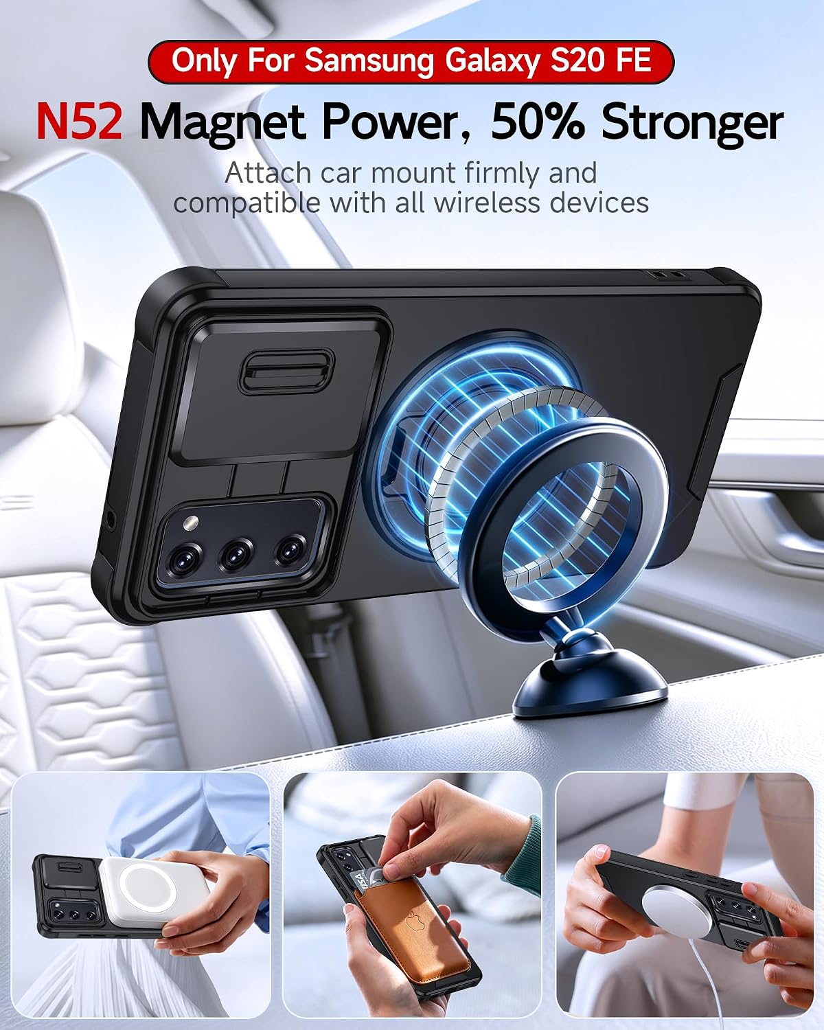 Thumbnail 4 de LeYi Galaxy S20 FE 5G Case with Sliding Camera Cover and Ring Stand