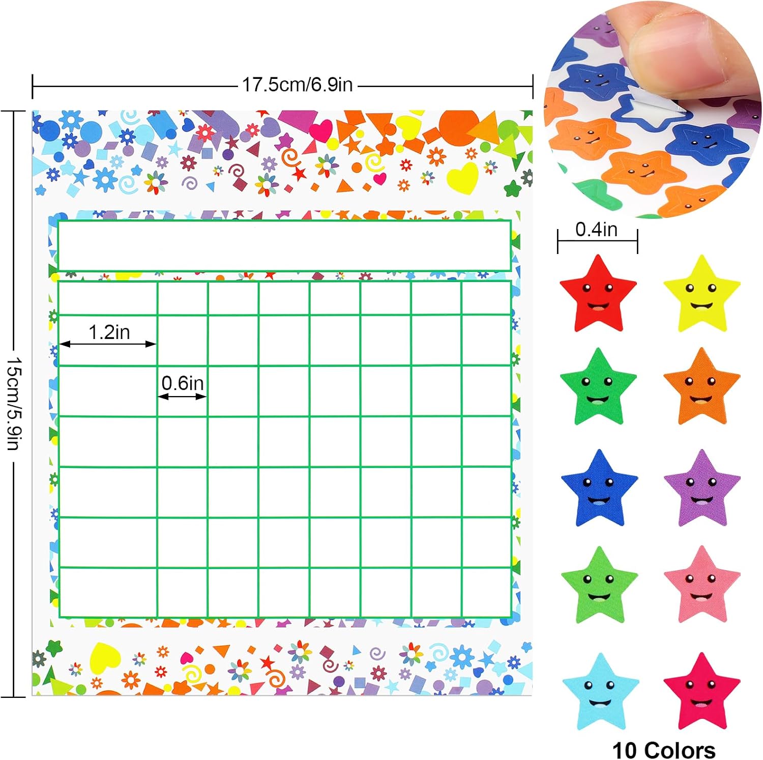 Detalle de Utron 17JLB0001 Reward Chart for Kids, 80-Pack with 2 Designs and 2,160 Star Stickers