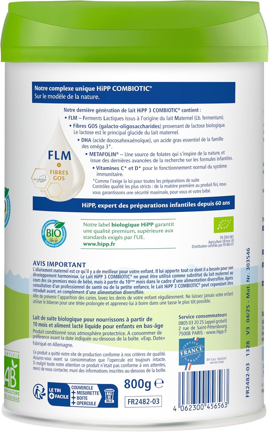 Thumbnail 5 de HiPP Combiotic FLM Lait 3 Croissance Bio – boîte 800 g