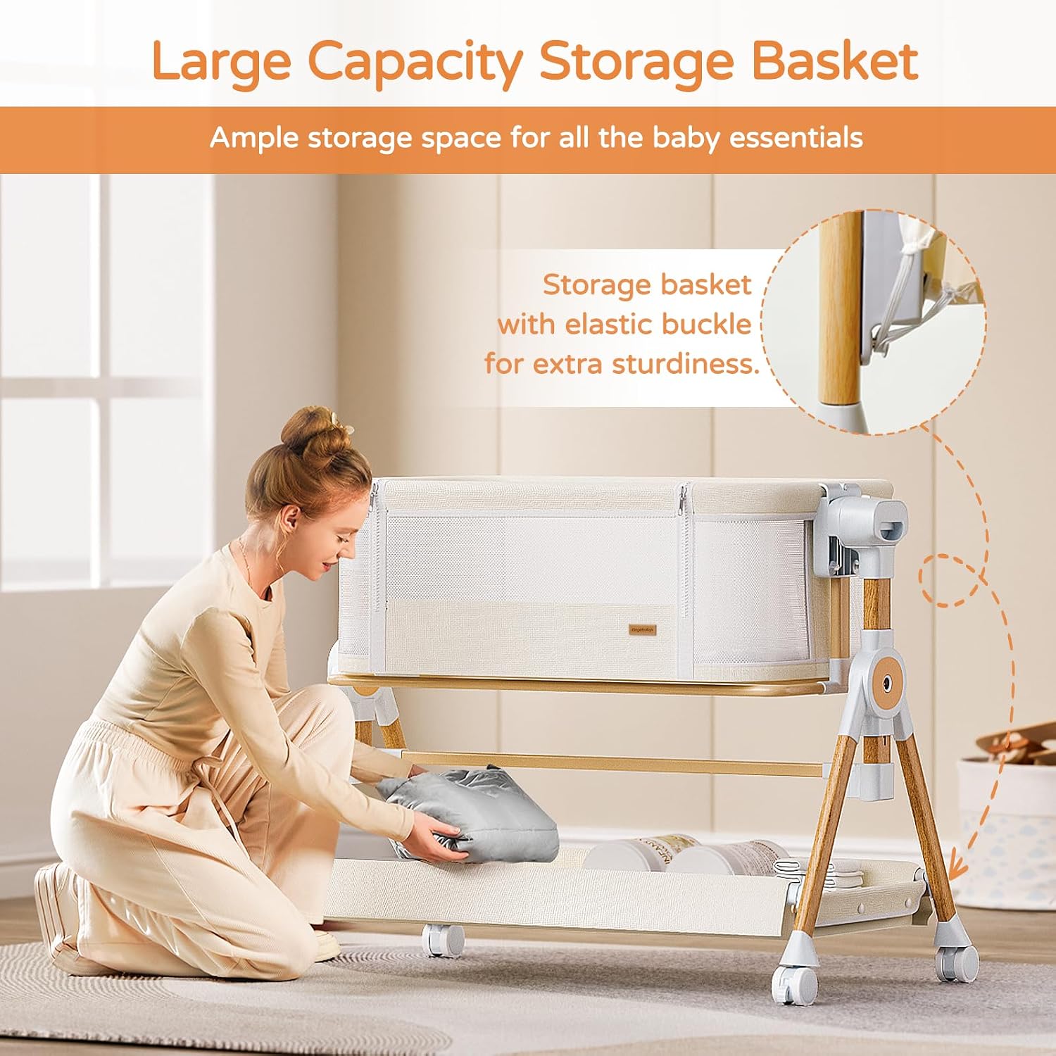 Thumbnail 5 de kingobabys 3-in-1 Baby Bassinet, Beige, with Six Height Settings and Rocking Mode
