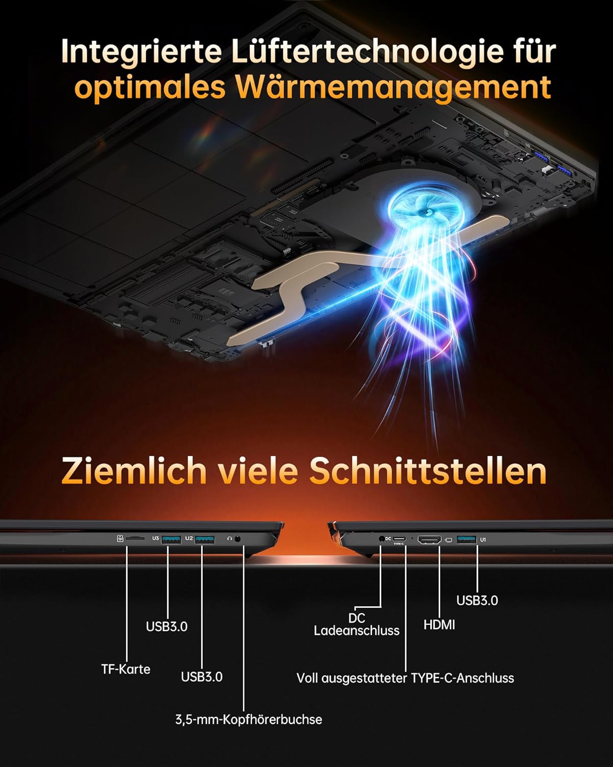Thumbnail 5 de jumper Laptop 17,6 Zoll Jasper Lake Celeron Quad Core (16GB RAM, 512GB SSD + 128GB eMMC) mit 100% sRGB FHD & Office 365