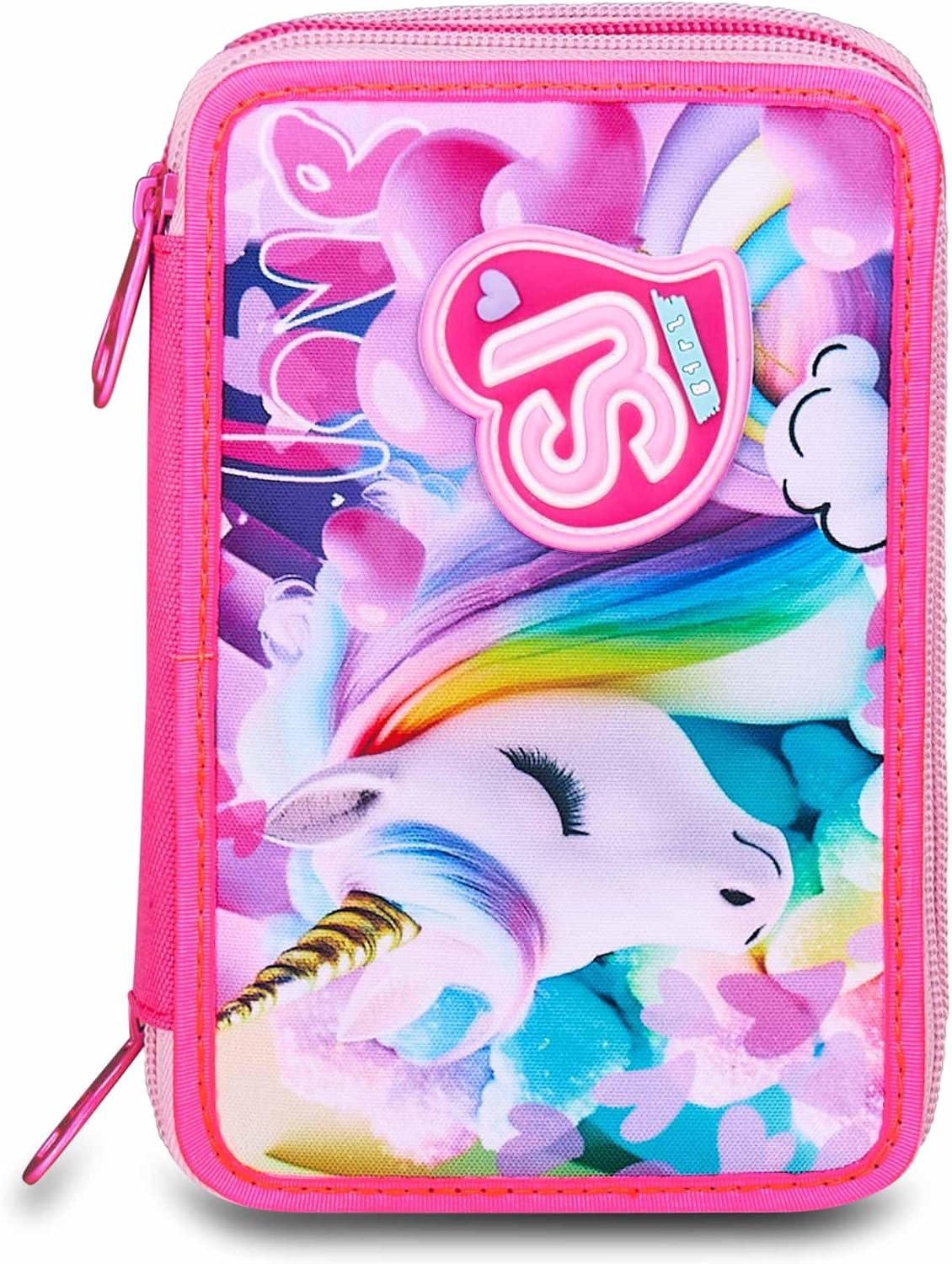 Detalle de SJ GANG STYLE JAM GANG Astuccio Scuola 3 Zip, Fucsia – Triplo Scomparto per Scuola Elementare
