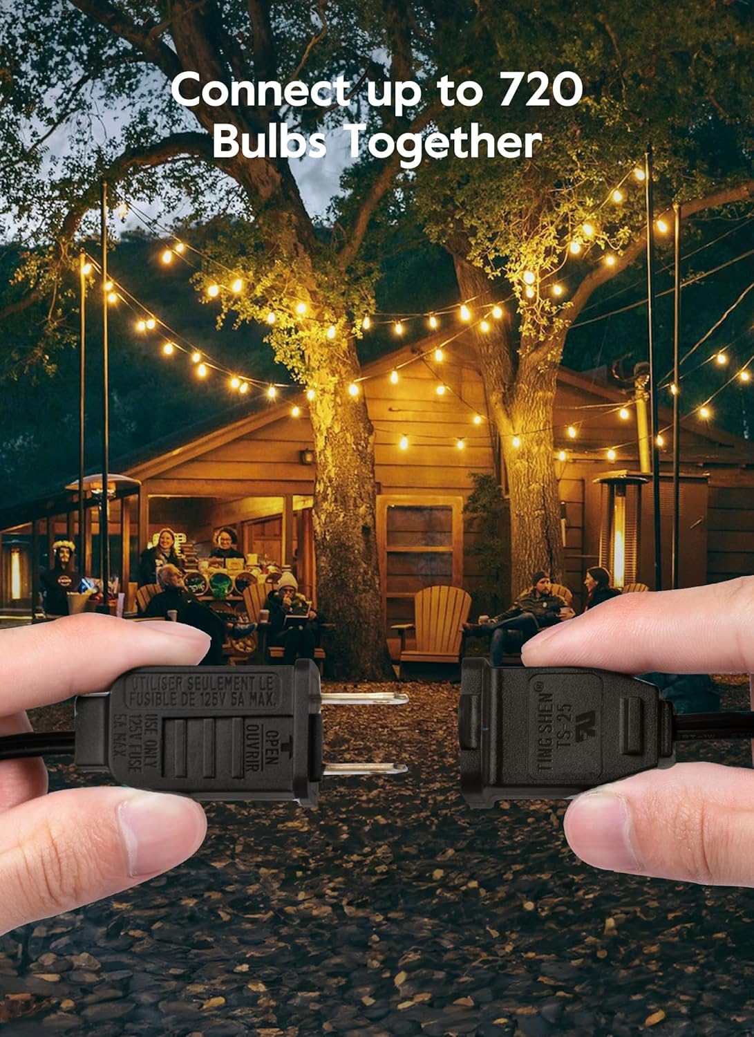 Detalle de Brightown Outdoor String Lights: 50 ft of Shatterproof G40 LED Bulbs, IP65 Waterproof & Connectable