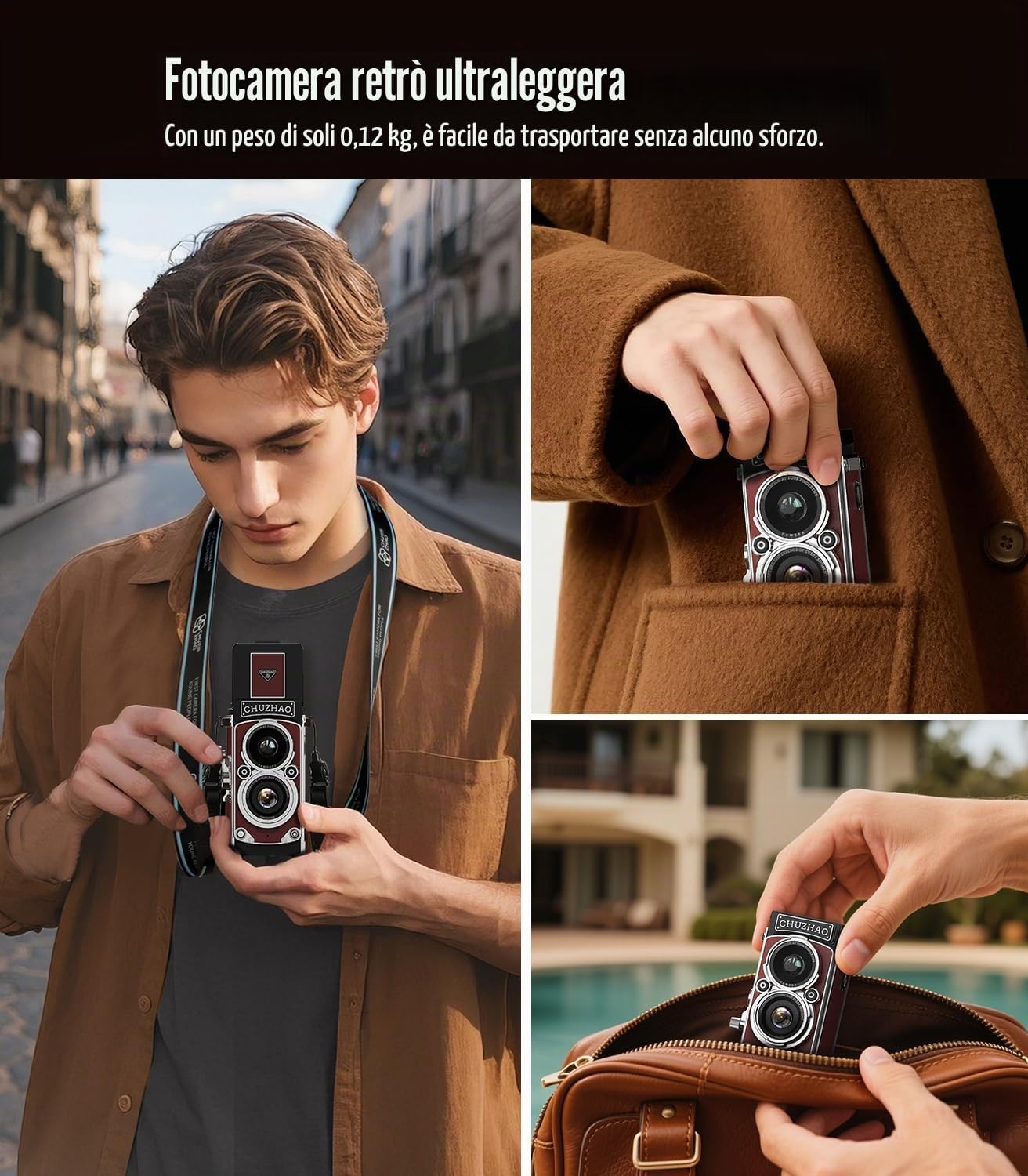Thumbnail 5 de Mini fotocamera retrò vintage 12 MP 1080P: stile classico e praticità per giovani esploratori