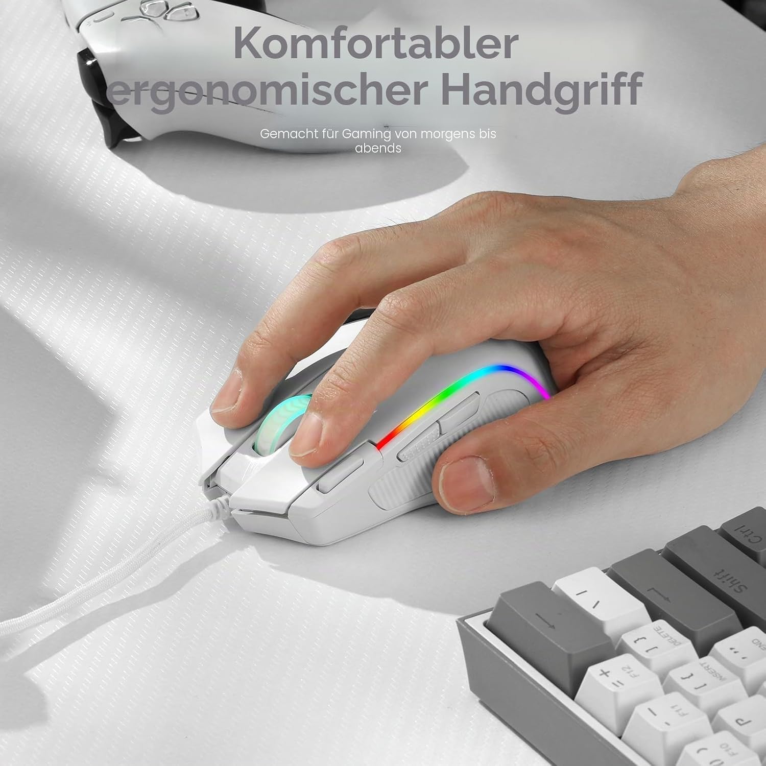Detalle de Redragon M612 RGB-Gaming-Maus – kabelgebundene 8000 DPI Maus mit 11 Tasten