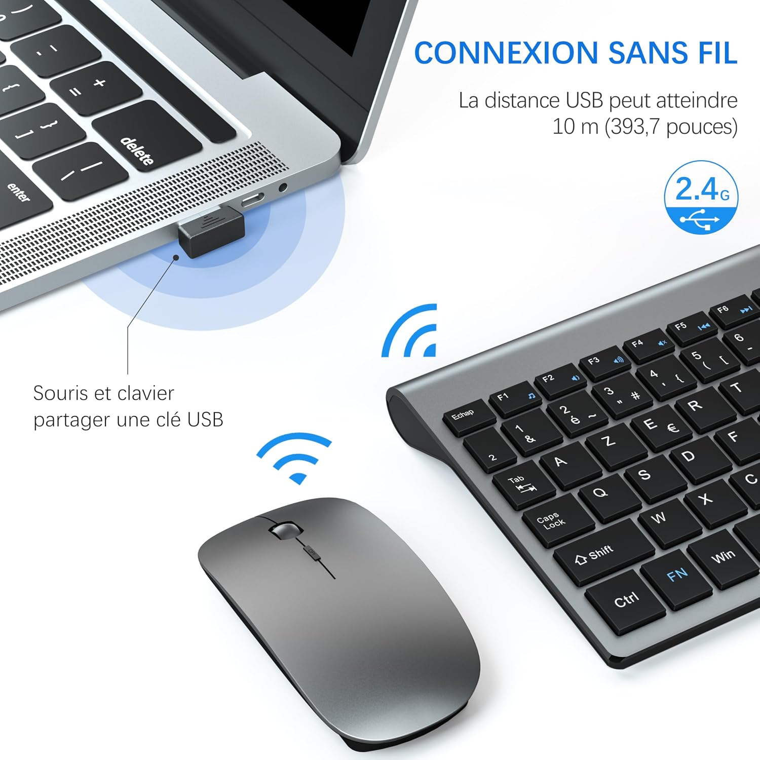 Thumbnail 2 de TopMate Ensemble: Clavier et Souris sans Fil Ultra-Mince — kit 2.4G, silencieux et compact