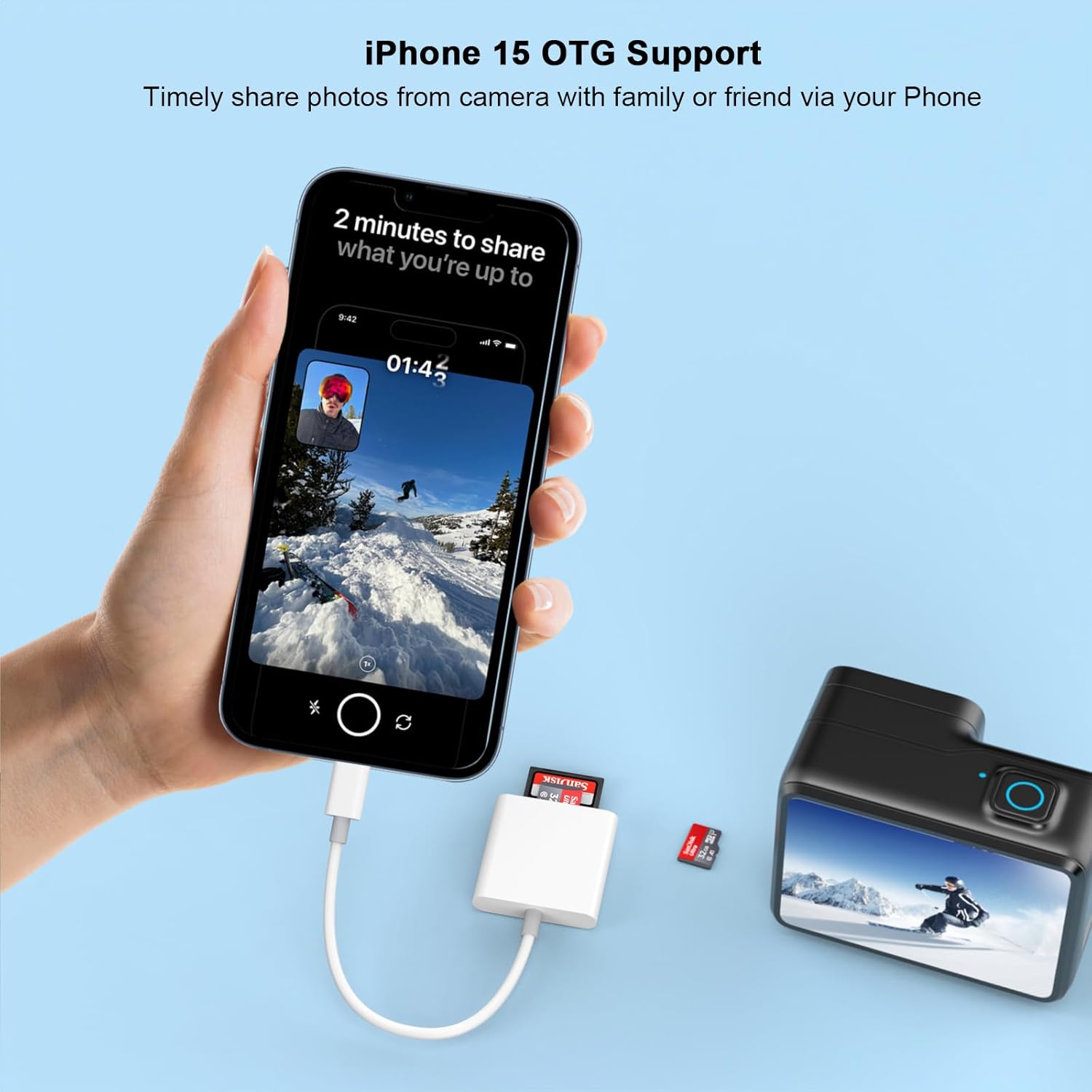 Thumbnail 2 de FUHAYA MFi-certified USB-C SD Card Reader (dual slots) for iPhone, iPad, MacBook & cameras