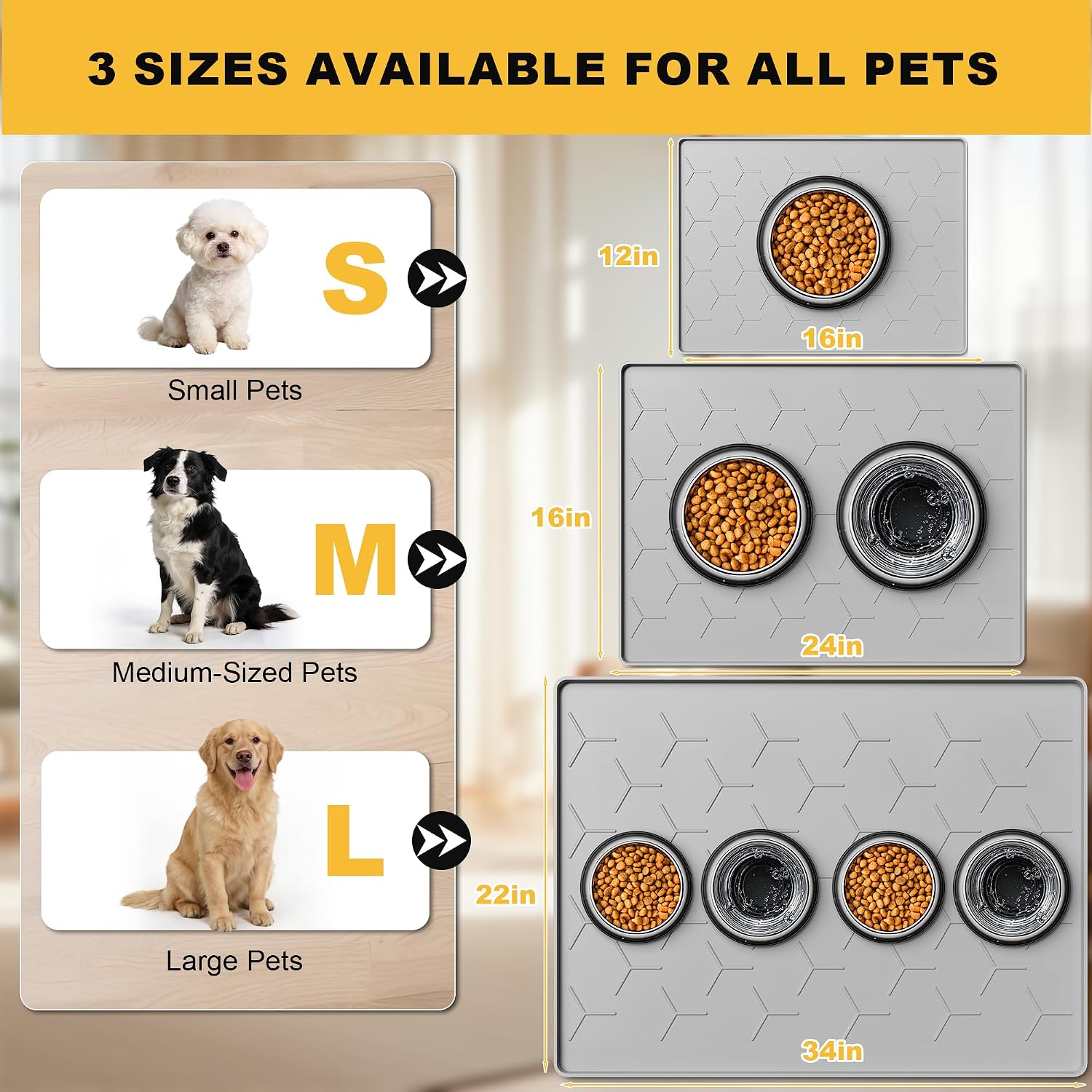 Thumbnail 4 de Pieviev Pet Food Mat 40x60 cm – Non-Slip Silicone Feeding Mat for Cats & Dogs