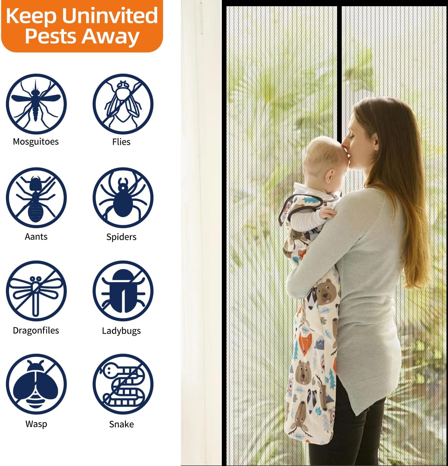 Detalle 2 de PIGETALE Magnetic Fly Screen Door 90x210cm: Easy, Hands-Free Entry with Strong Magnets